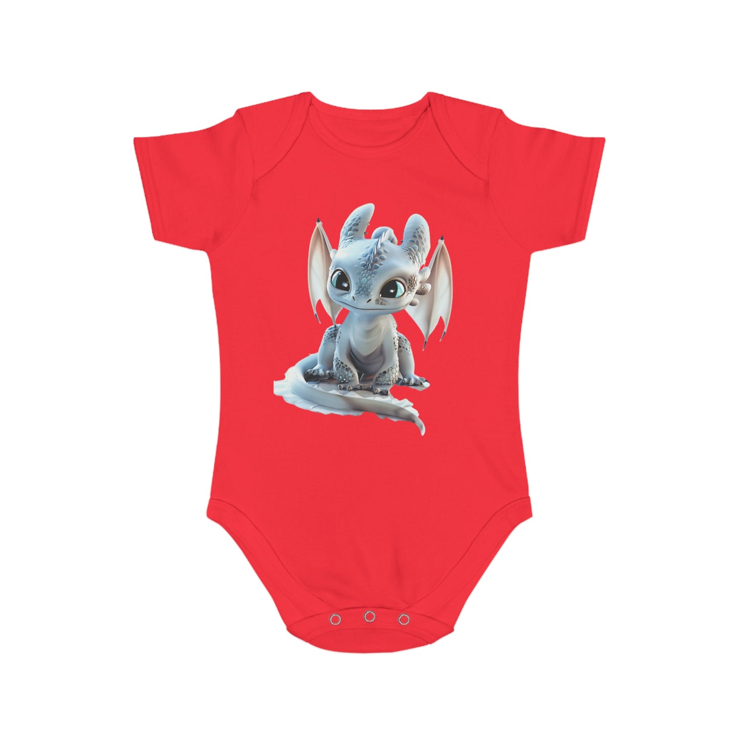 Short Sleeve Baby Bodysuit with an Adorable Baby Dragon