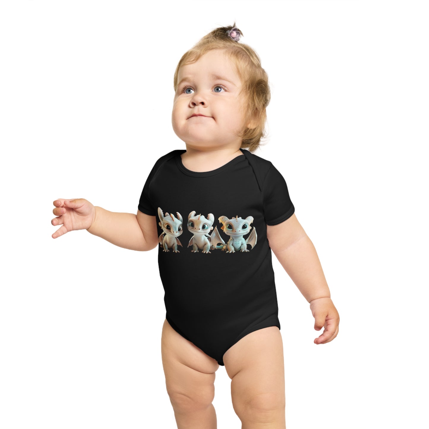 Short Sleeve Baby Bodysuit with 3 Cute Baby Dragons | Teeny Tiny Dragons