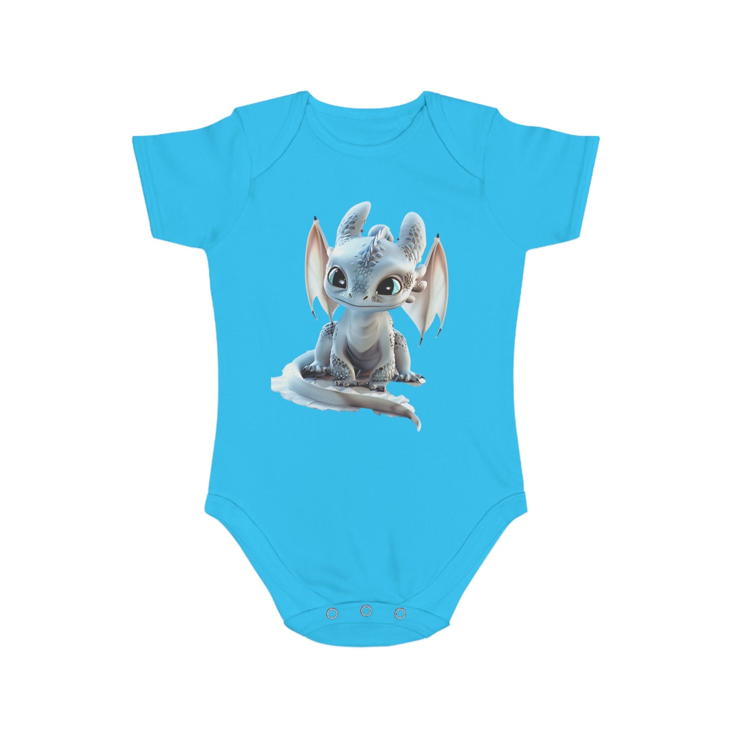 Short Sleeve Baby Bodysuit with an Adorable Baby Dragon