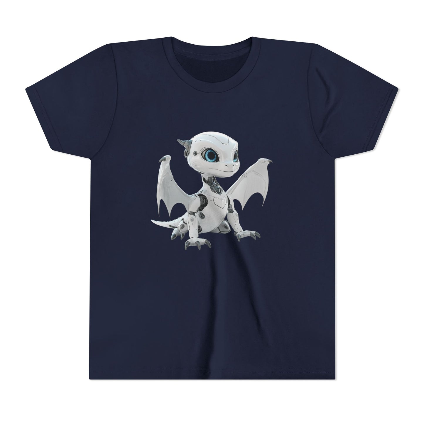 White Robot Dragon - Youth Short Sleeve T-Shirt - Teeny Tiny Dragons