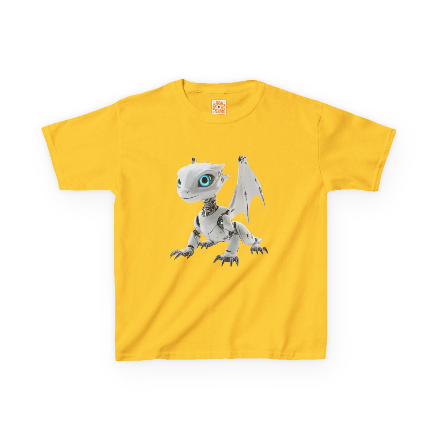 Blue Eyed Robot Dragon Heavy Cotton T-Shirt - Teeny Tiny Dragons