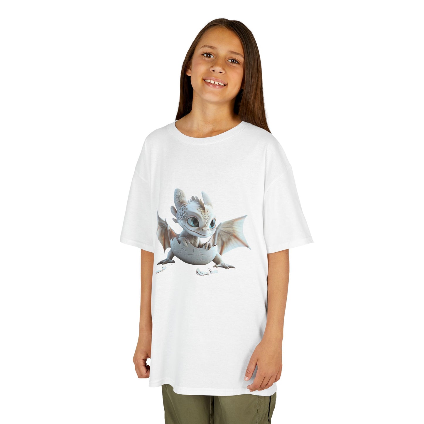 Silver Crystal Dragon Kids Heavy Cotton T-Shirt