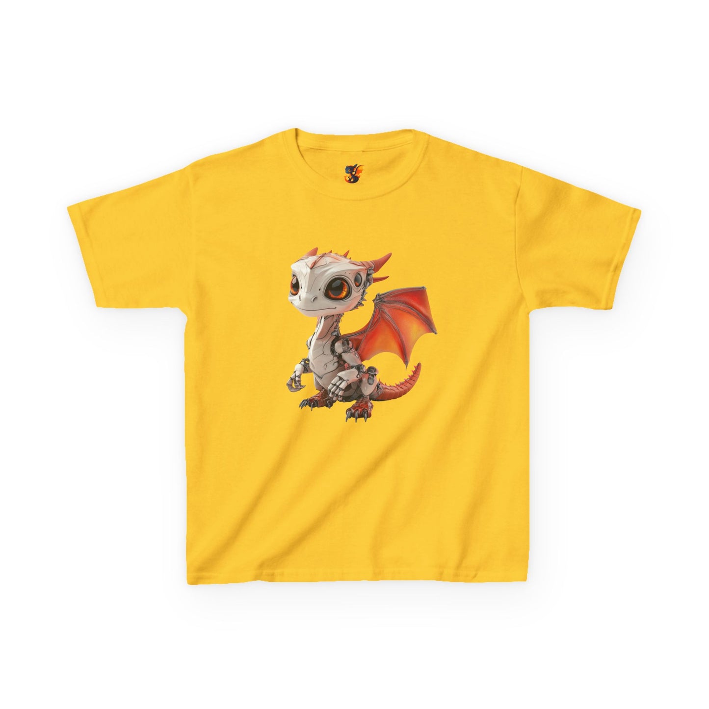 Red Robot Dragon Kids Heavy Cotton T-Shirt - Teeny Tiny Dragons