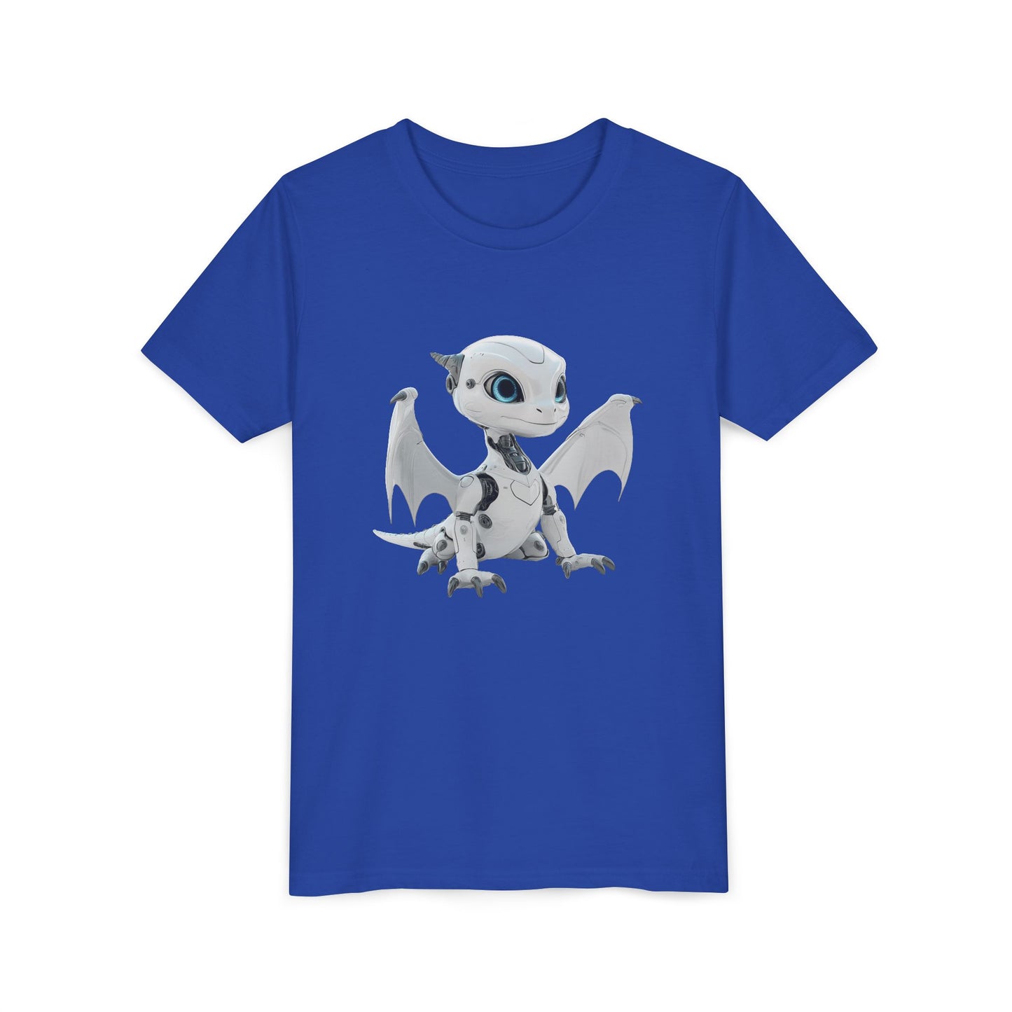 White Robot Dragon - Youth Short Sleeve T-Shirt - Teeny Tiny Dragons