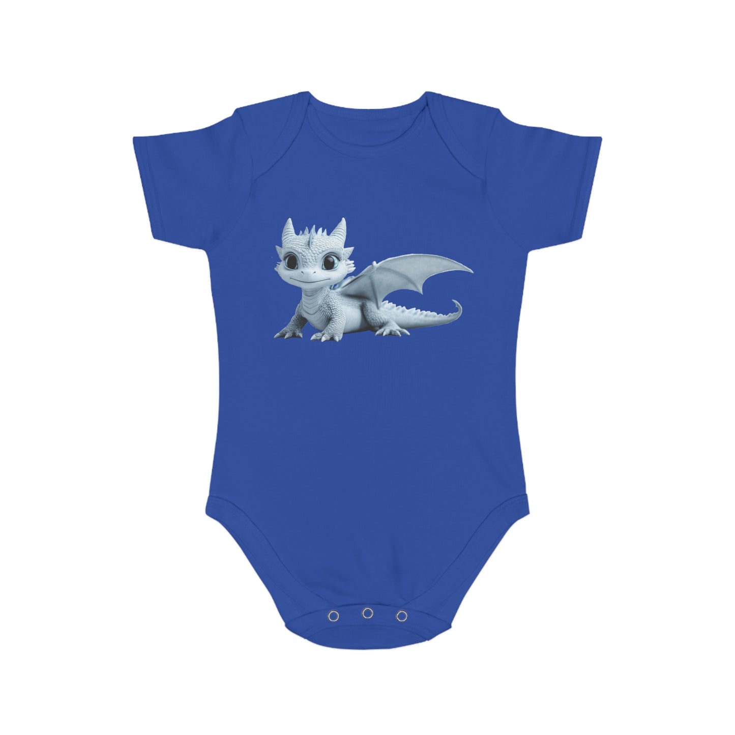 Short Sleeve Baby Bodysuit with an Adorable Baby Dragon