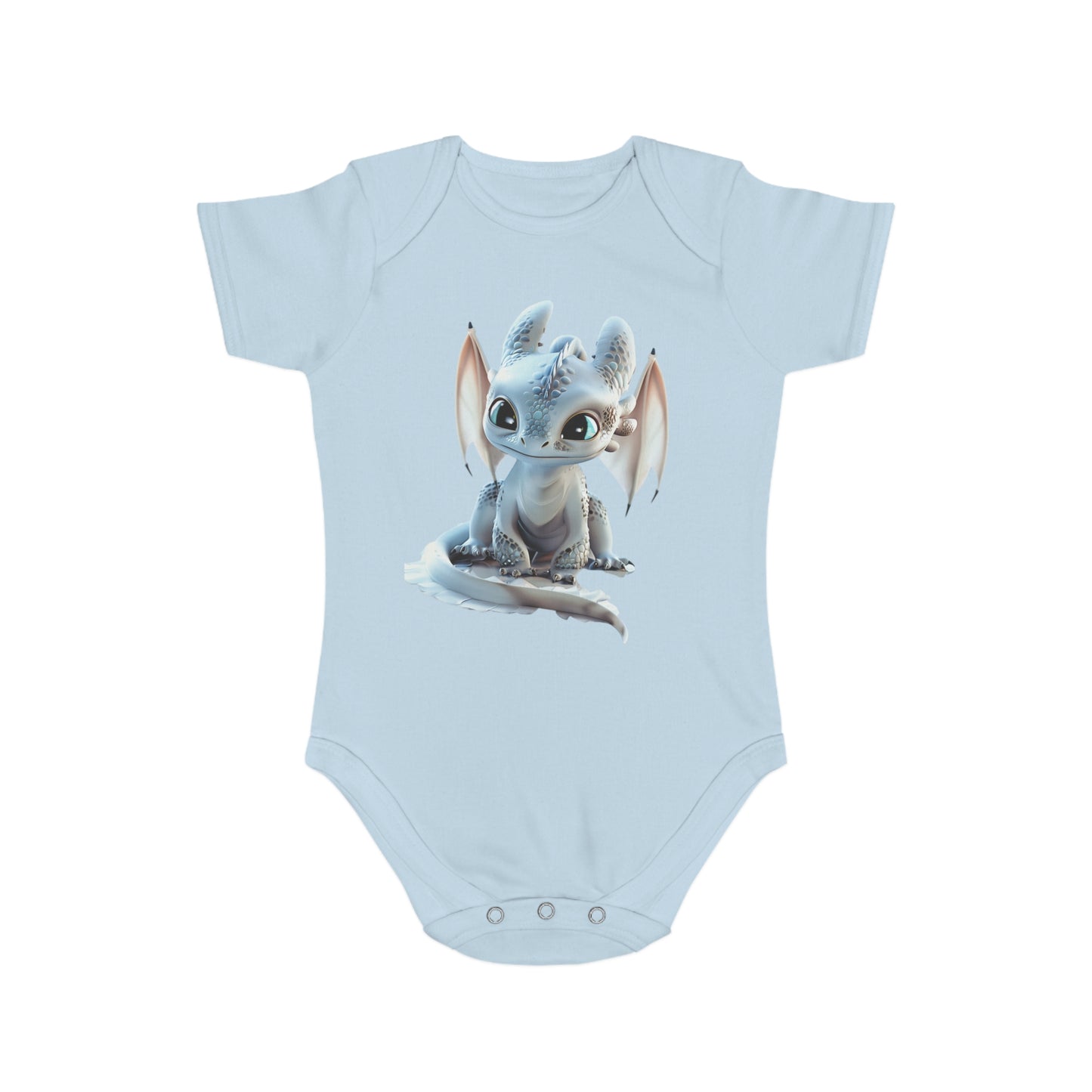 Short Sleeve Baby Bodysuit with an Adorable Baby Dragon