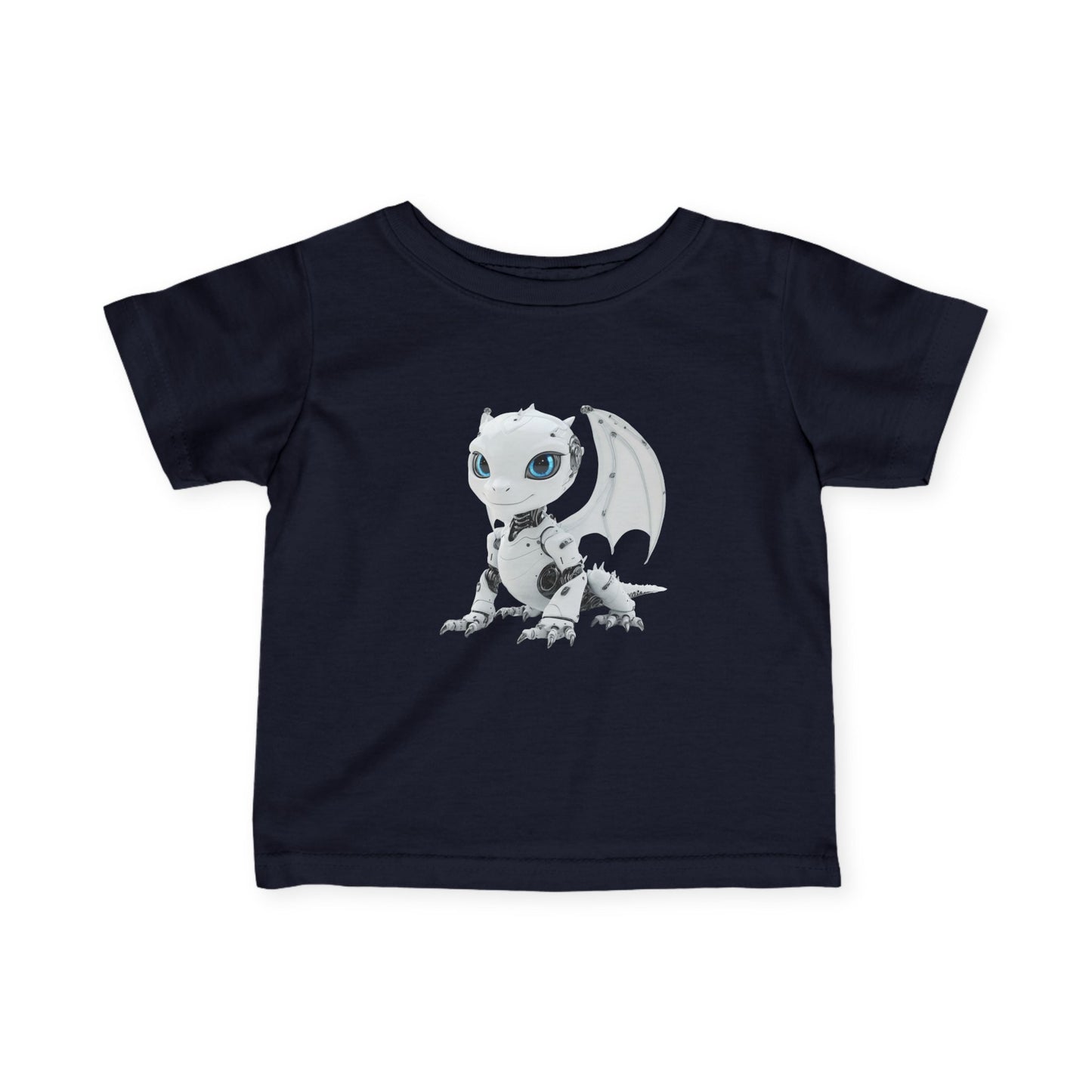 White Robot Dragon Infant Fine Jersey T-Shirt - Teeny Tiny Dragons