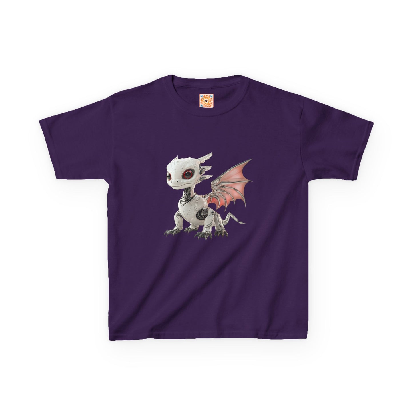 Sitting Grey Robot Dragon Kids 100% Cotton T-Shirt - Teeny Tiny Dragons