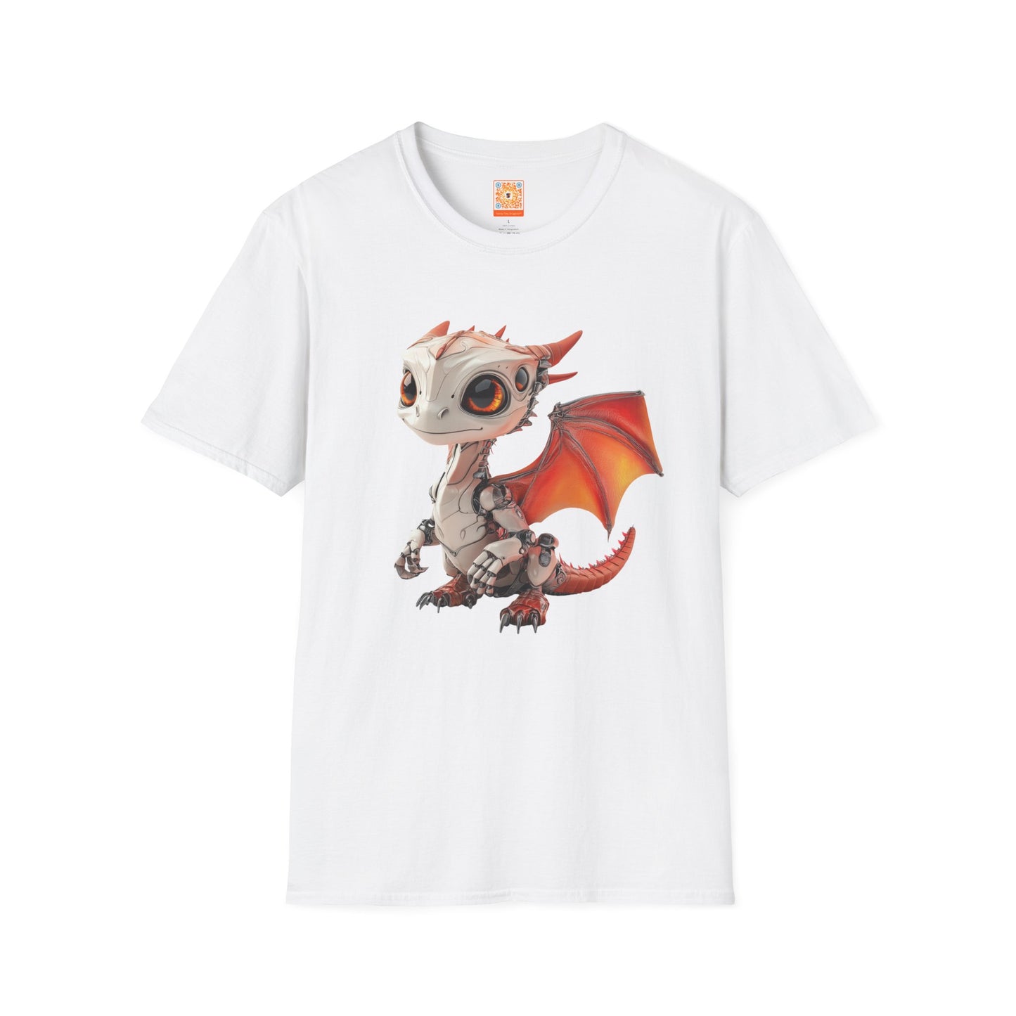 Big Eyed Baby Robot Dragon Adult Unisex Softstyle T-Shirt - Teeny Tiny Dragons
