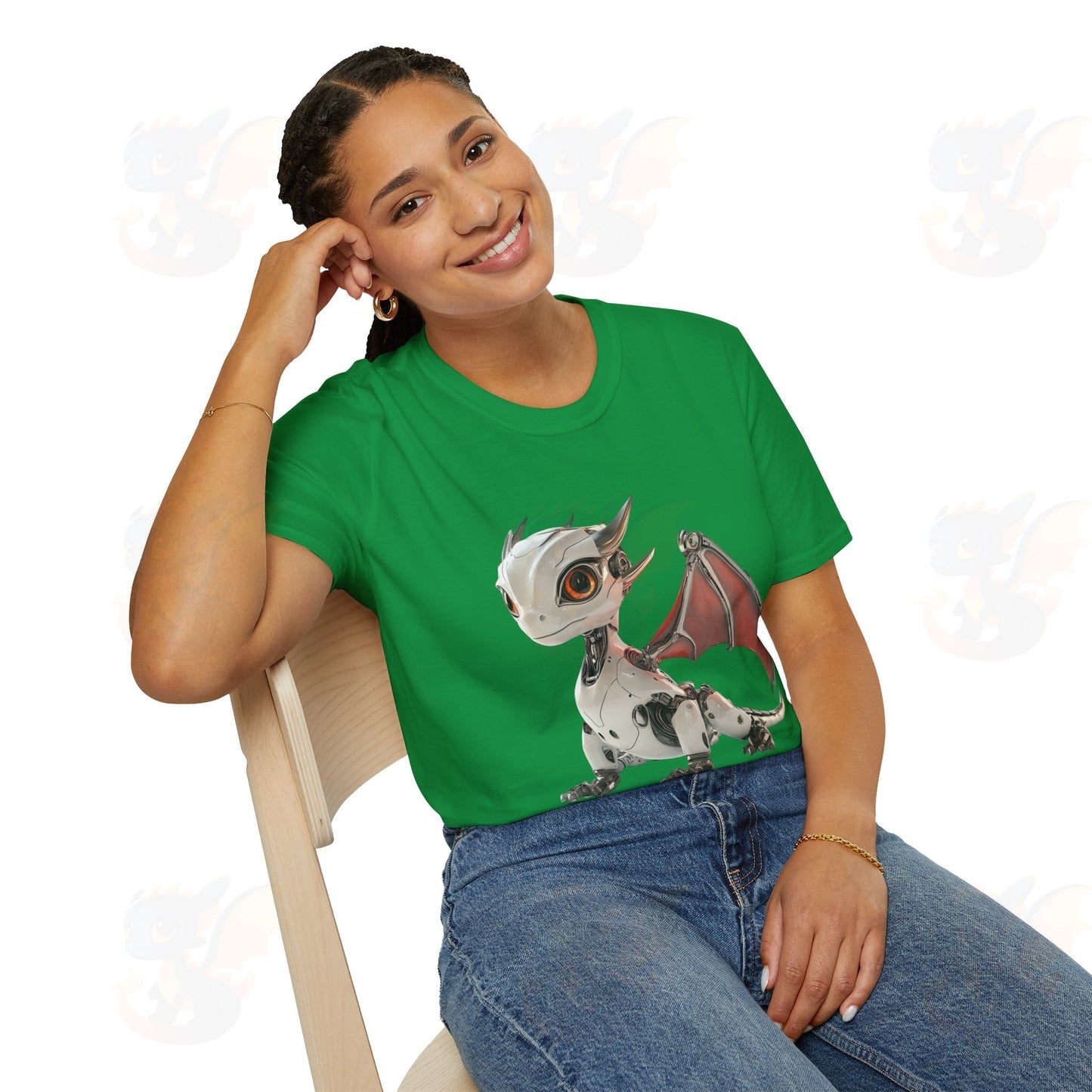 Adult Robot Dragon Design Unisex Softstyle T-Shirt