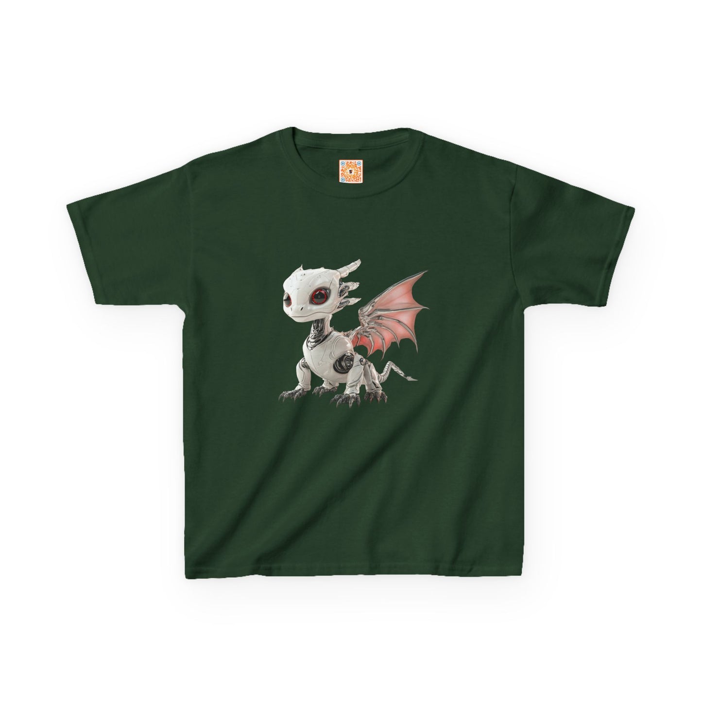 Sitting Grey Robot Dragon Kids 100% Cotton T-Shirt - Teeny Tiny Dragons