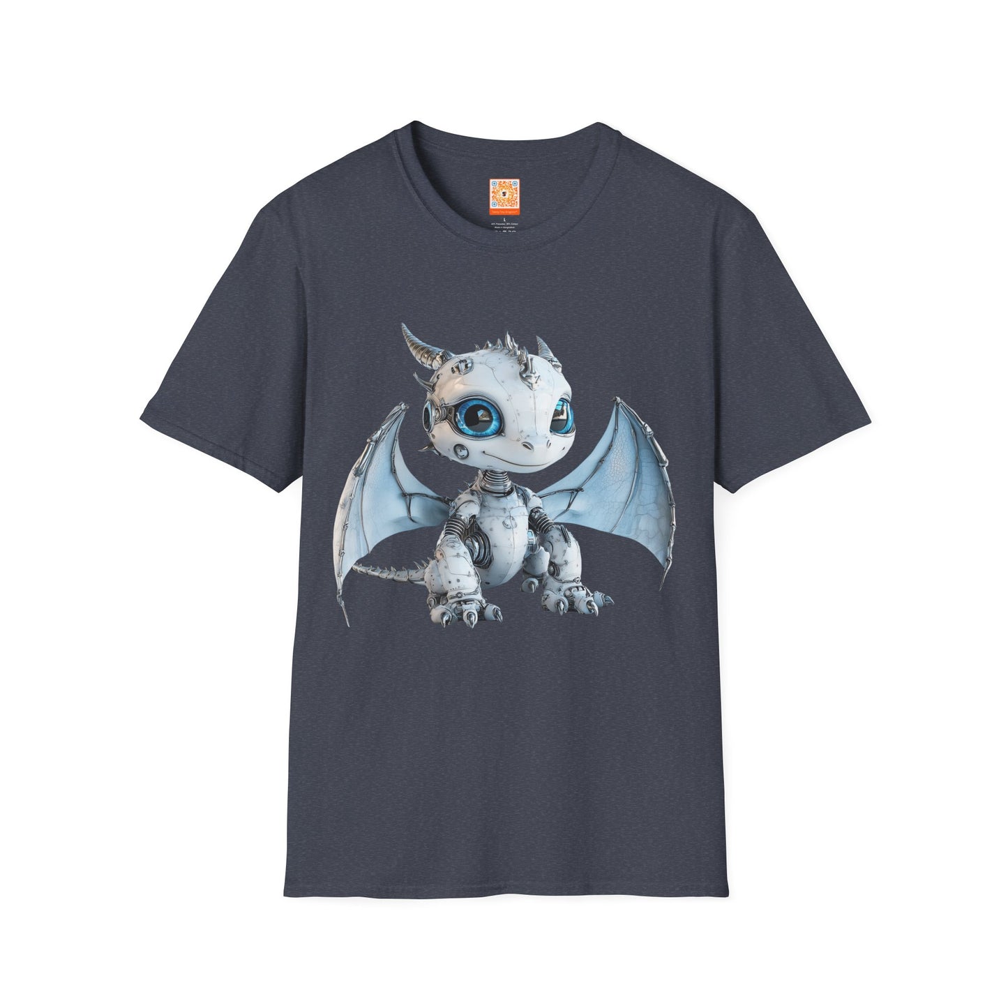 Blue Robot Dragon Adult Unisex Softstyle T-Shirt - Teeny Tiny Dragons