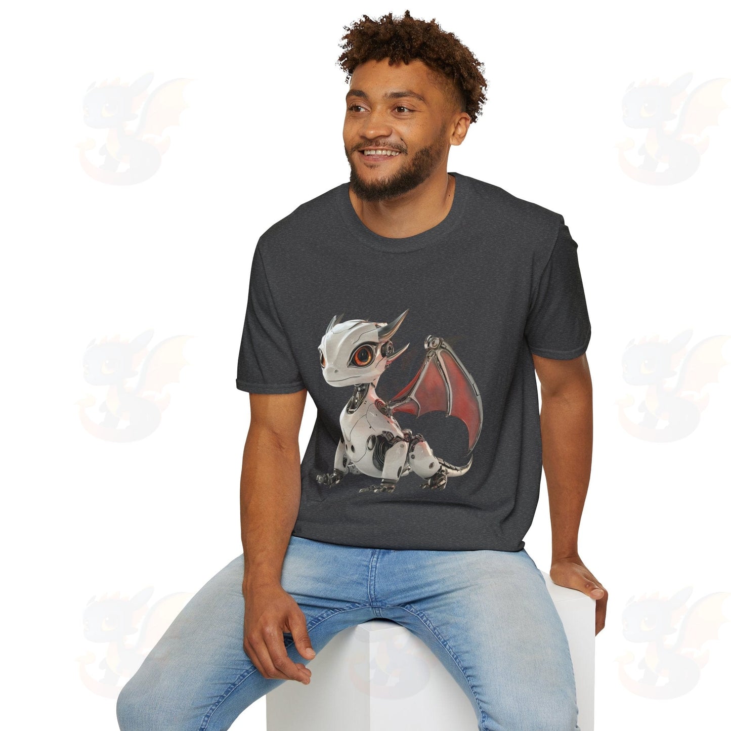 Adult Robot Dragon Design Unisex Softstyle T-Shirt