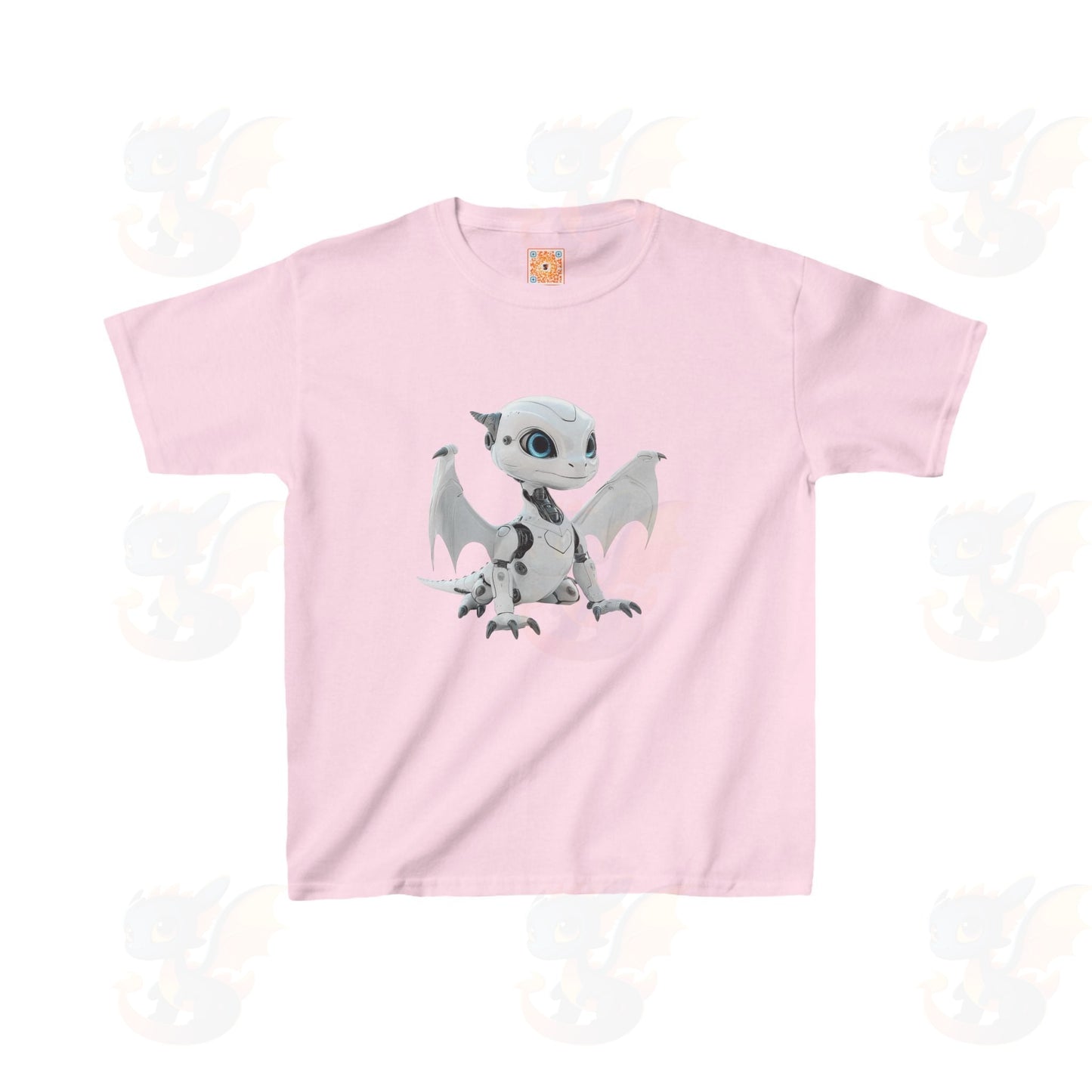 Cute White Robot Dragon - Kids Heavy Cotton™ T-Shirt