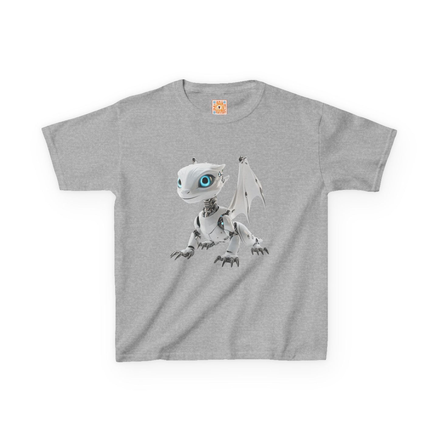 Blue Eyed Robot Dragon Heavy Cotton T-Shirt - Teeny Tiny Dragons