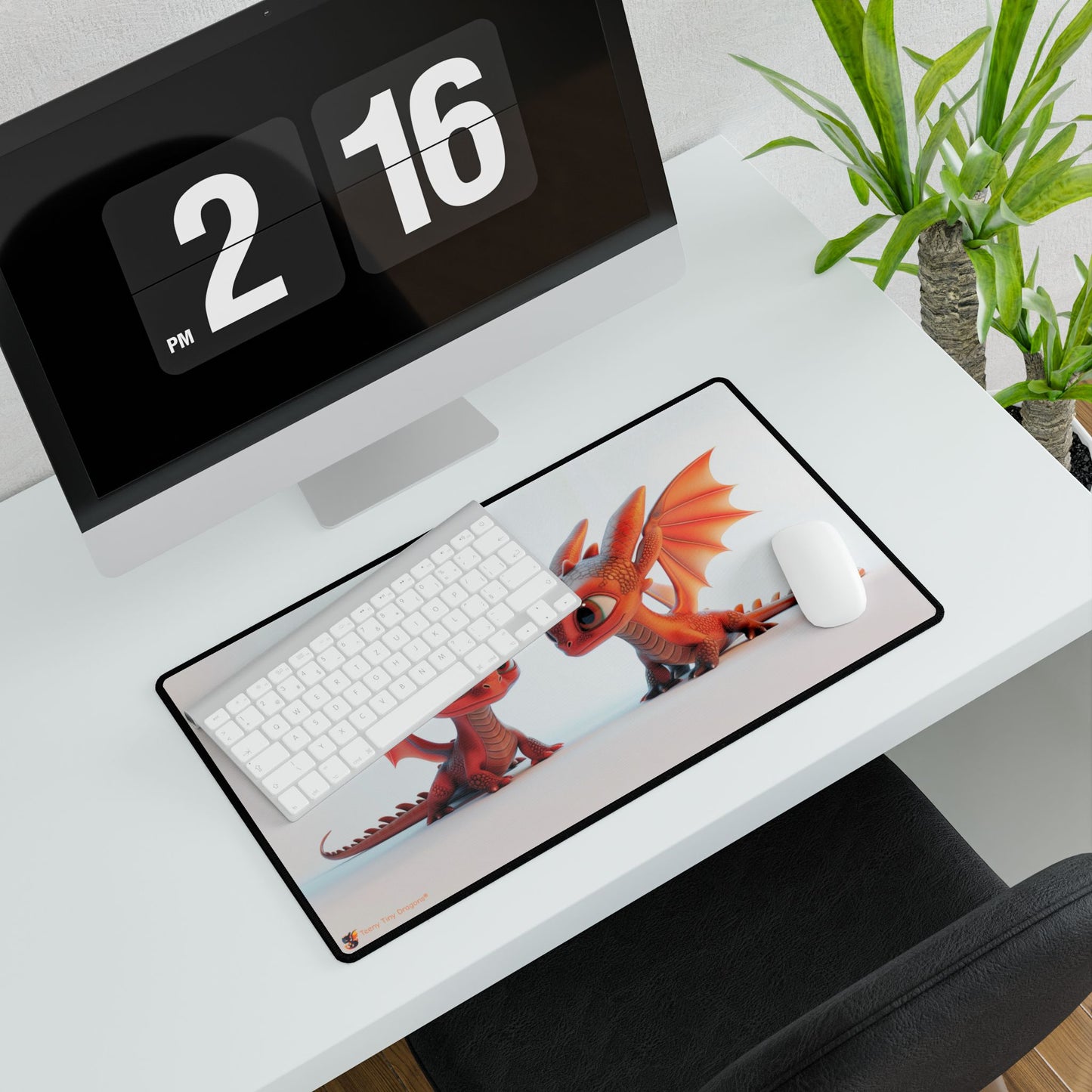 2 Baby Red Dragons Desk Mat - Teeny Tiny Dragons