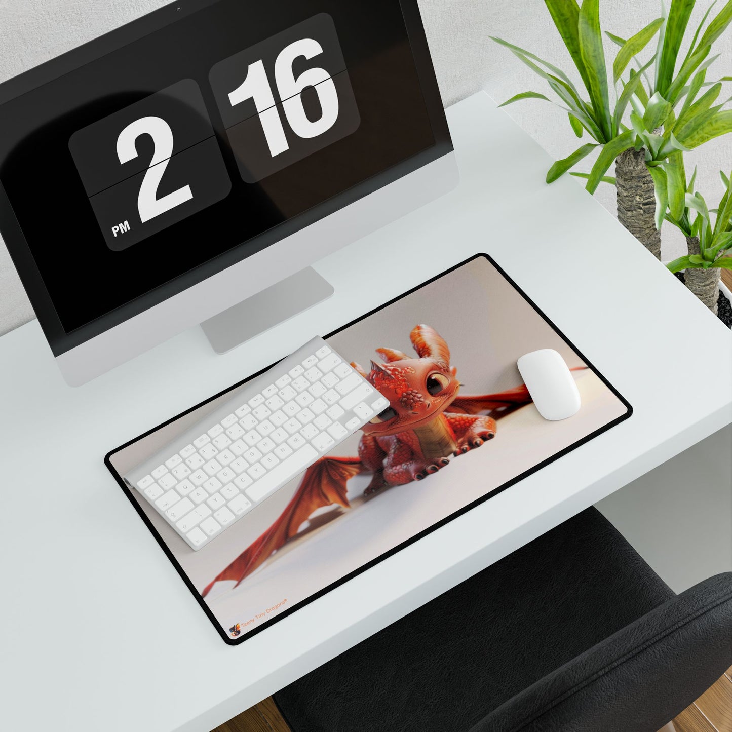 Very Cute Red Dragon Desk Mat - Teeny Tiny Dragons