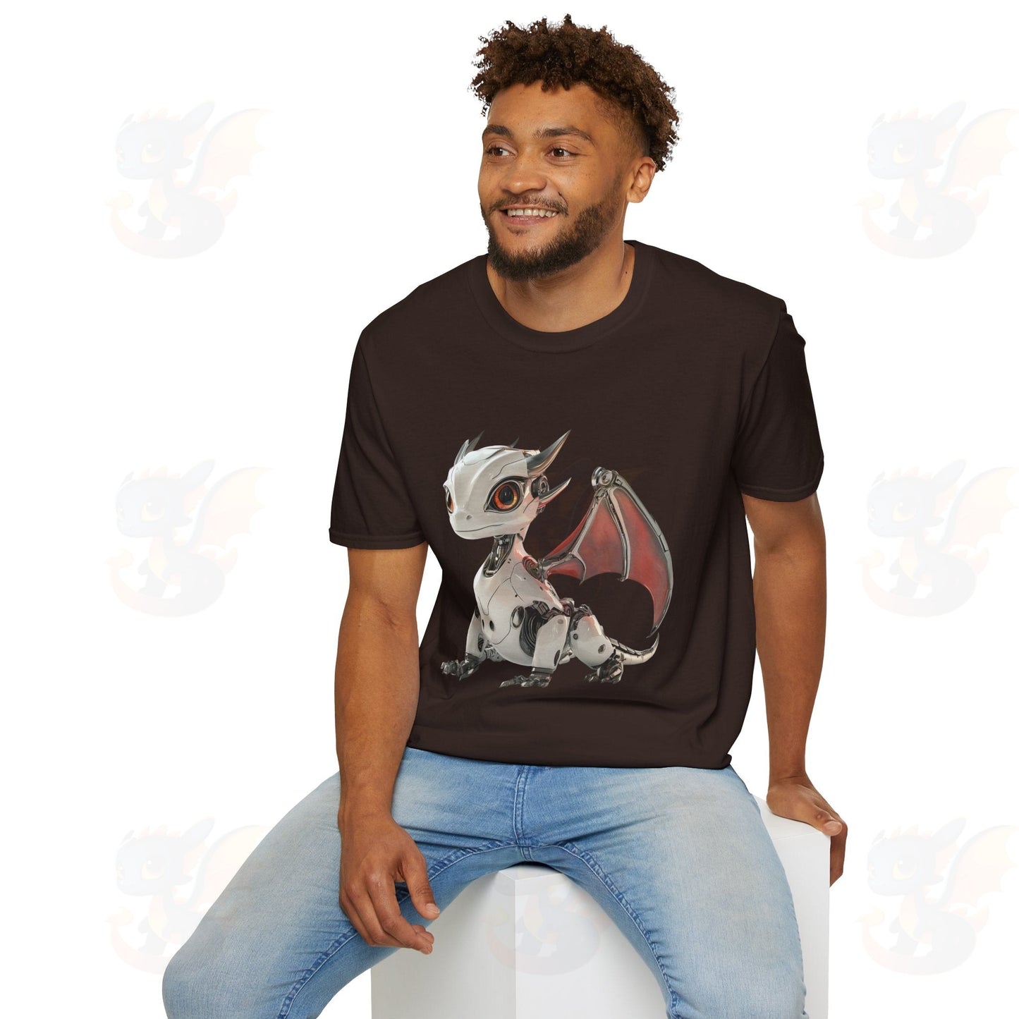 Adult Robot Dragon Design Unisex Softstyle T-Shirt