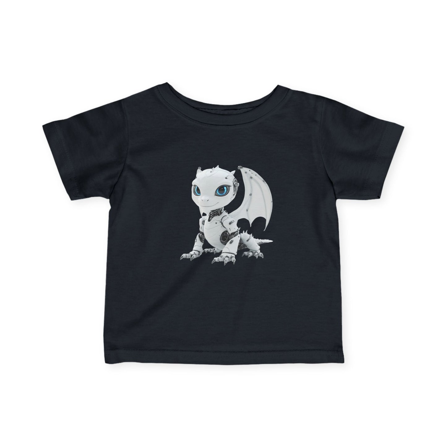 White Robot Dragon Infant Fine Jersey T-Shirt - Teeny Tiny Dragons
