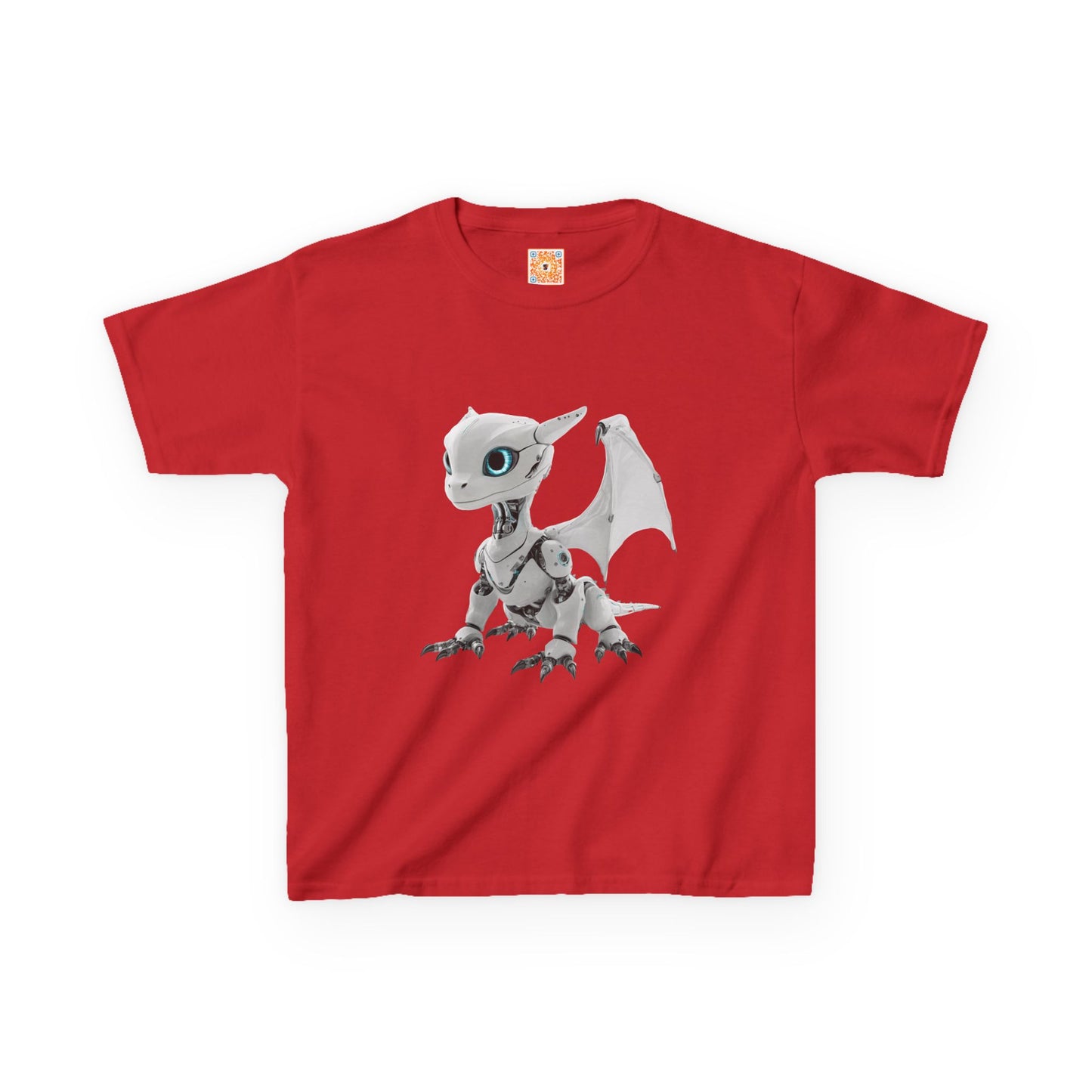 Little White Robot Dragon Kids Heavy Cotton T-Shirt - Teeny Tiny Dragons
