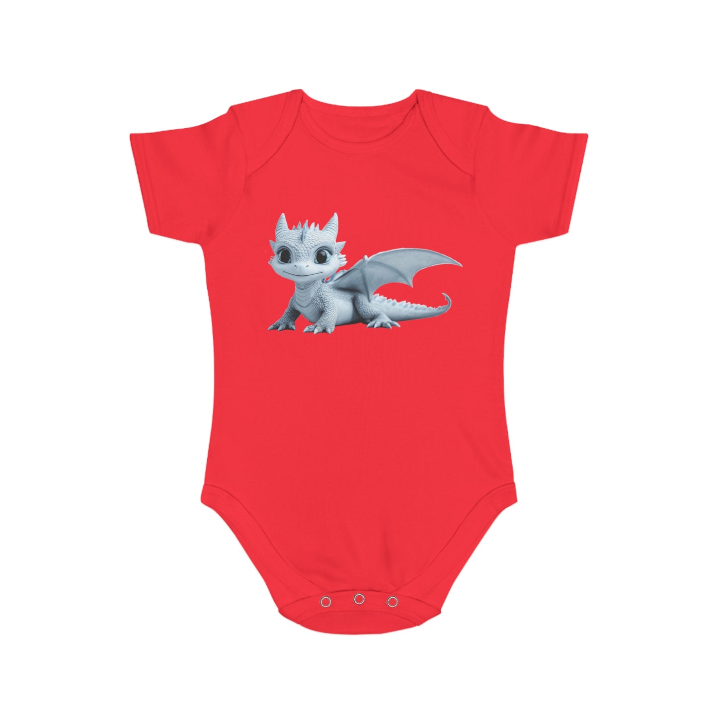 Short Sleeve Baby Bodysuit with an Adorable Baby Dragon