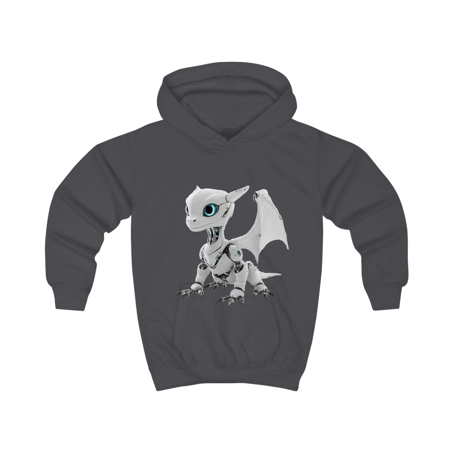 Grey Robot Dragon Kids Hoodie | Teeny Tiny Dragons
