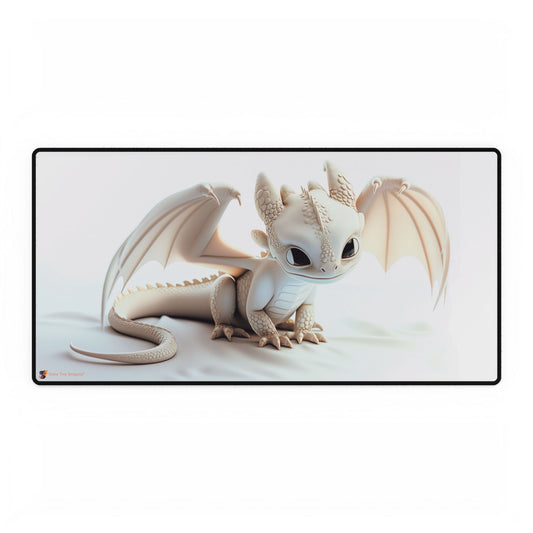 Cute White Baby Dragon Mouse Mat - Teeny Tiny Dragons