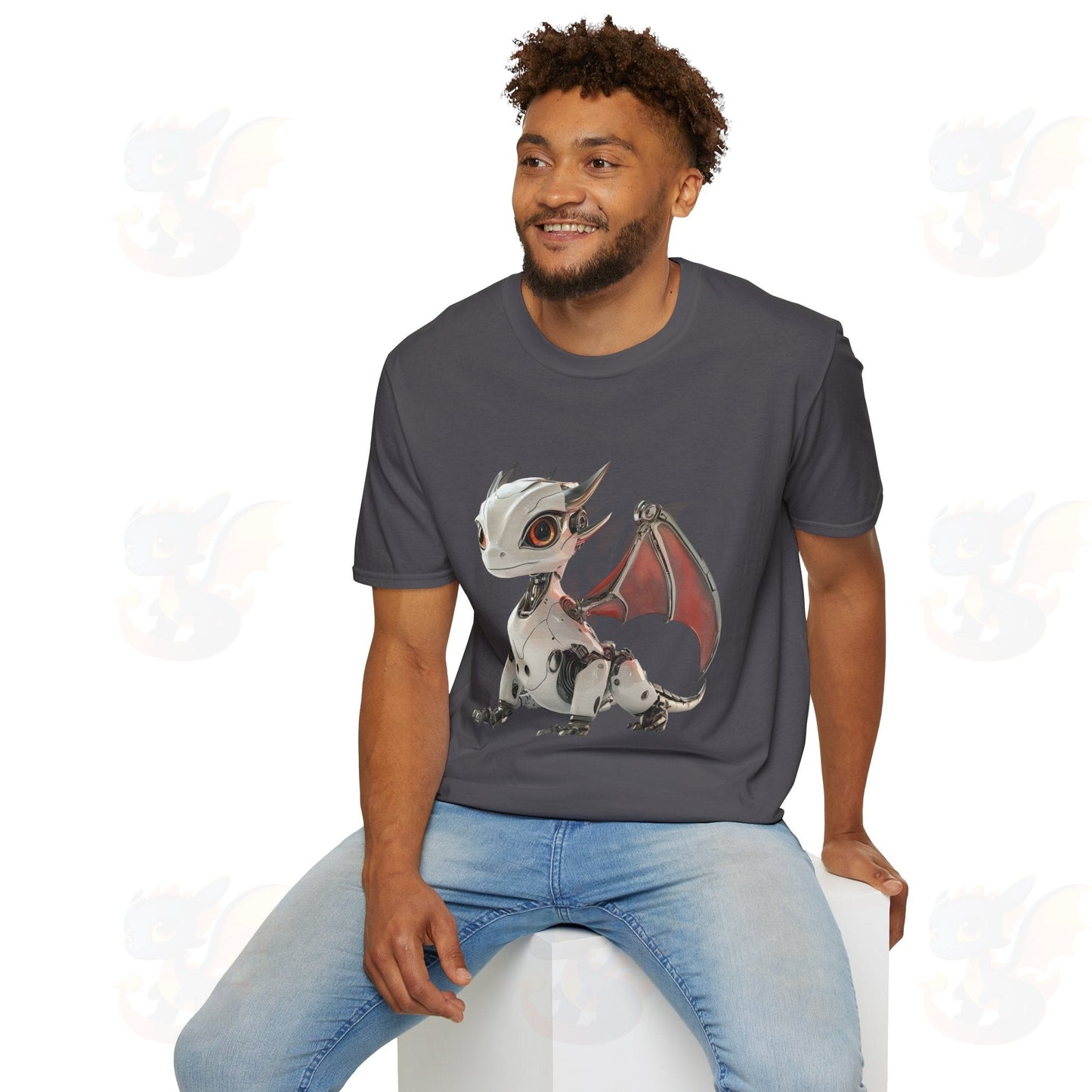 Adult Robot Dragon Design Unisex Softstyle T-Shirt