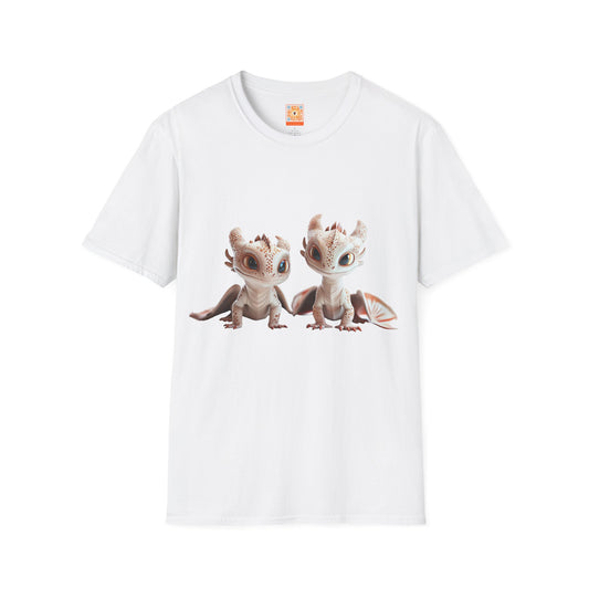 Twin Baby Dragons Adult Unisex Softstyle T-Shirt - Teeny Tiny Dragons