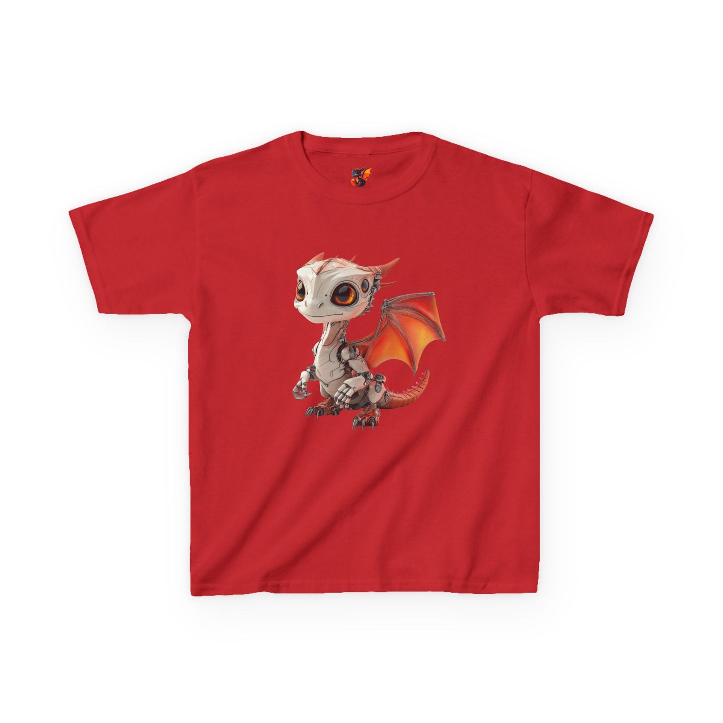 Red Robot Dragon Kids Heavy Cotton T-Shirt - Teeny Tiny Dragons