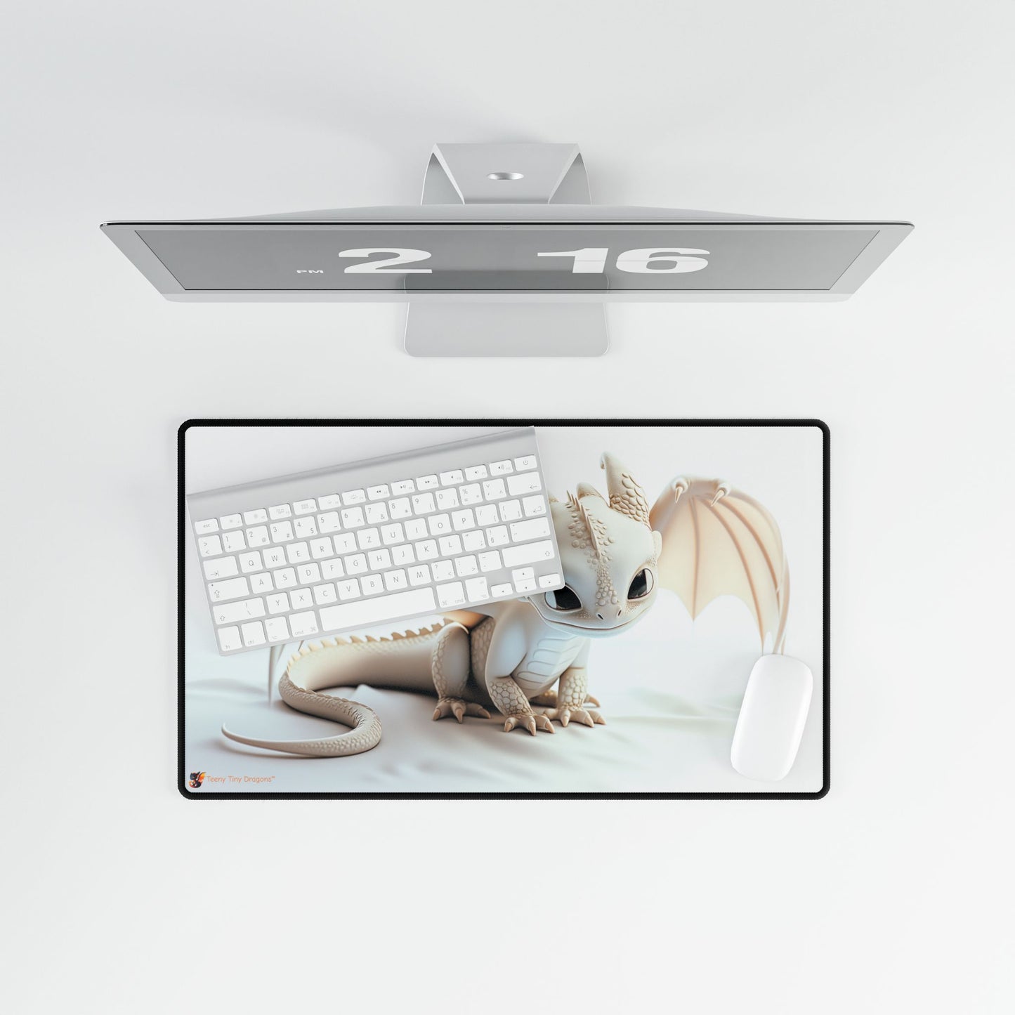 Cute White Baby Dragon Mouse Mat - Teeny Tiny Dragons
