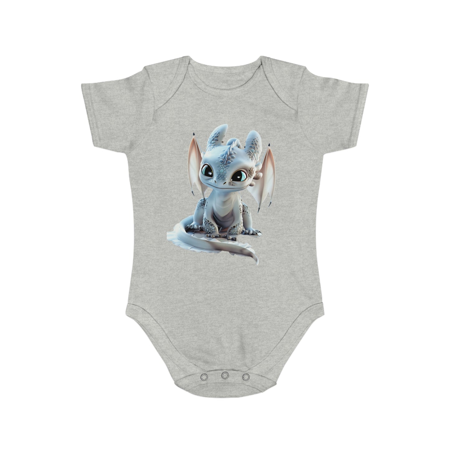 Short Sleeve Baby Bodysuit with an Adorable Baby Dragon