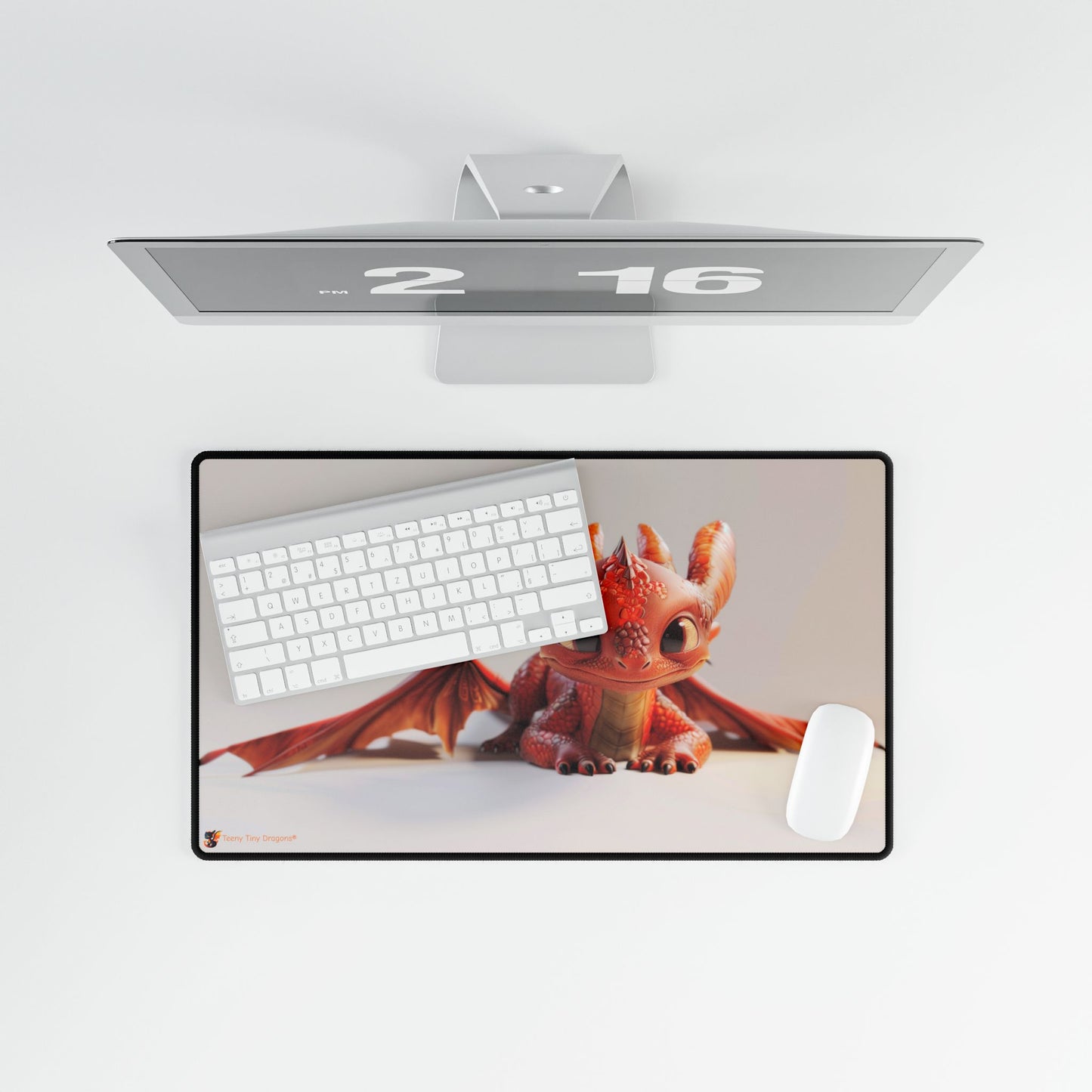 Very Cute Red Dragon Desk Mat - Teeny Tiny Dragons