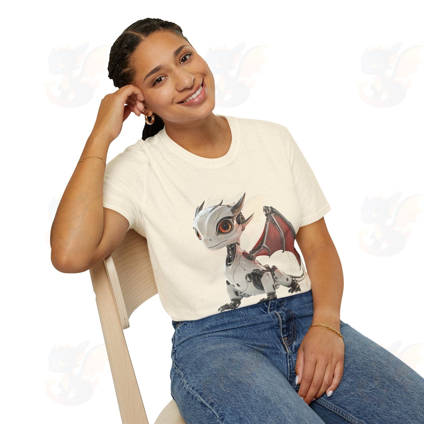 Adult Robot Dragon Design Unisex Softstyle T-Shirt