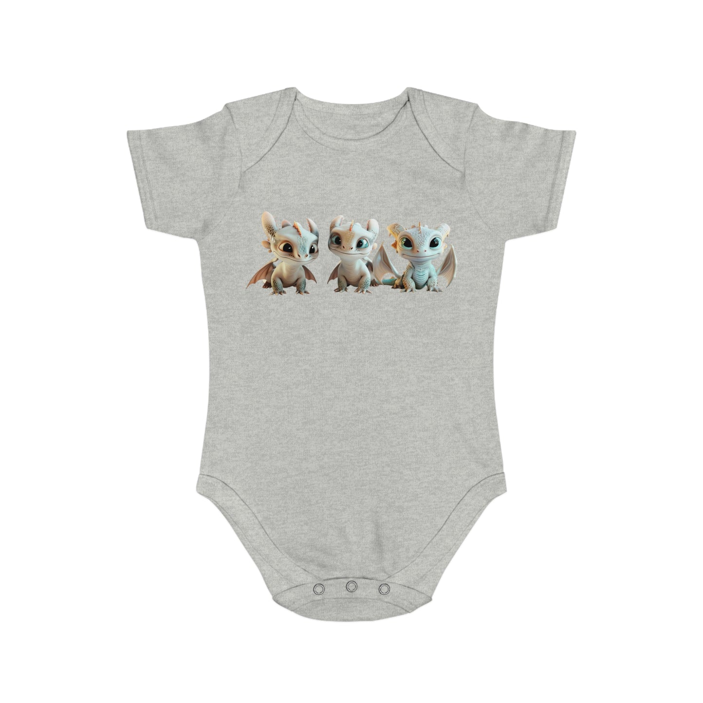 Short Sleeve Baby Bodysuit with 3 Cute Baby Dragons | Teeny Tiny Dragons