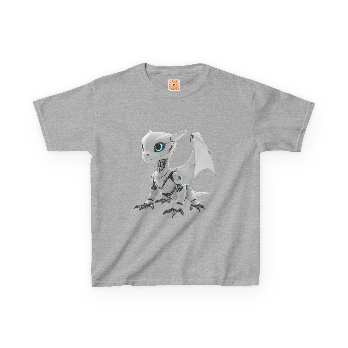 Little White Robot Dragon Kids Heavy Cotton T-Shirt - Teeny Tiny Dragons