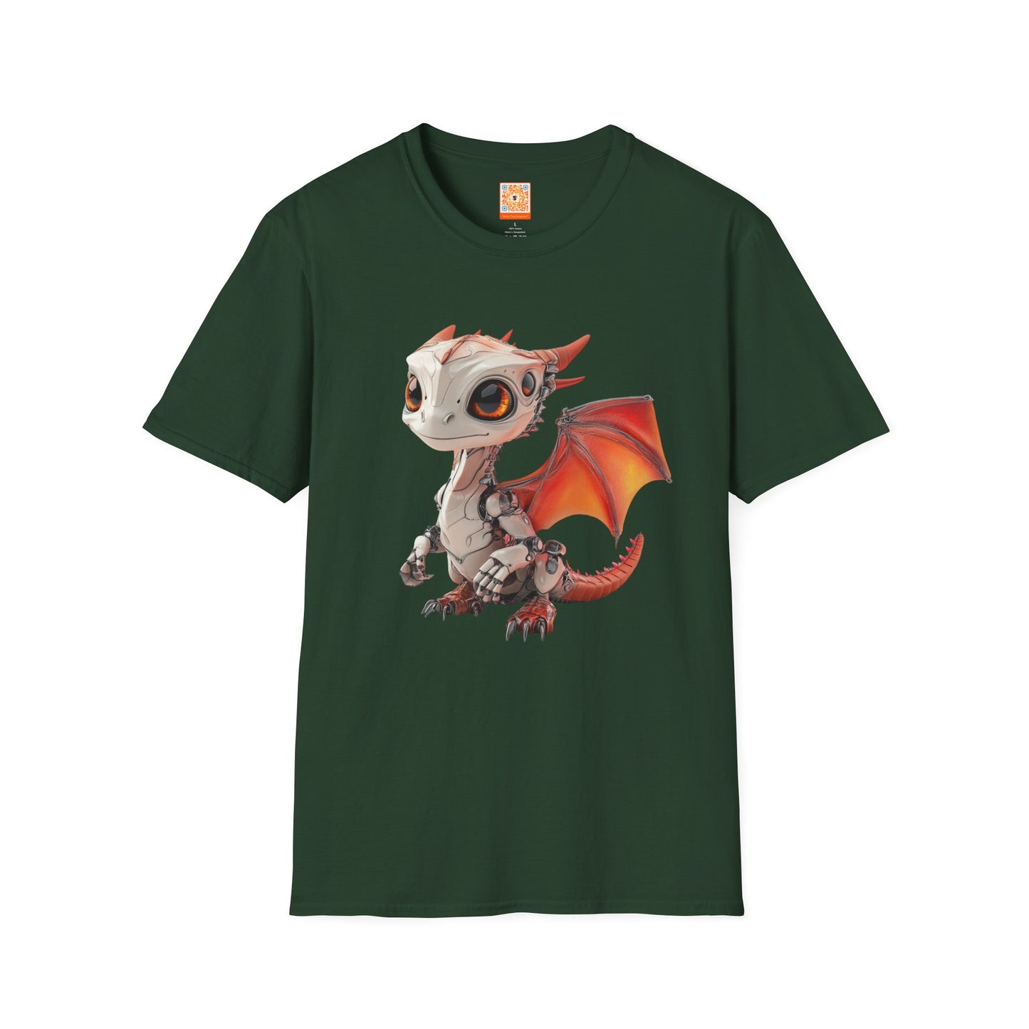 Big Eyed Baby Robot Dragon Adult Unisex Softstyle T-Shirt - Teeny Tiny Dragons