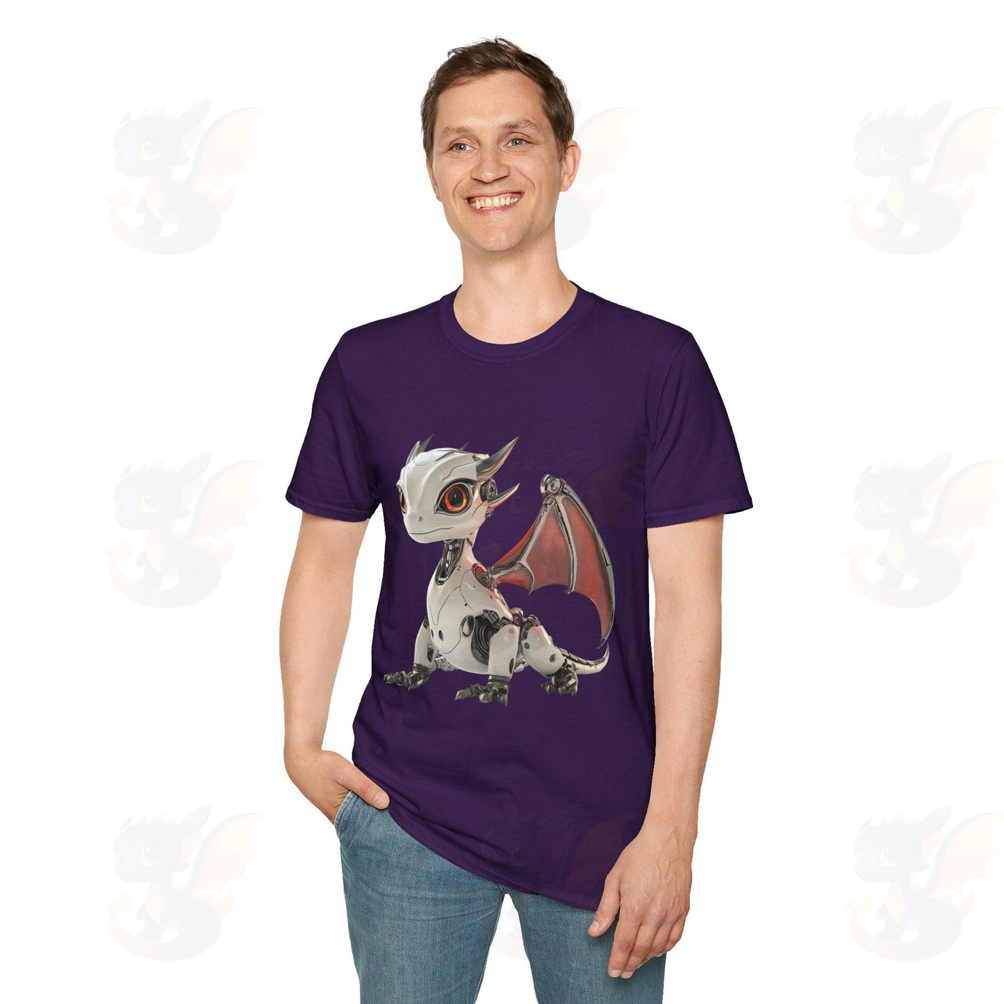 Adult Robot Dragon Design Unisex Softstyle T-Shirt