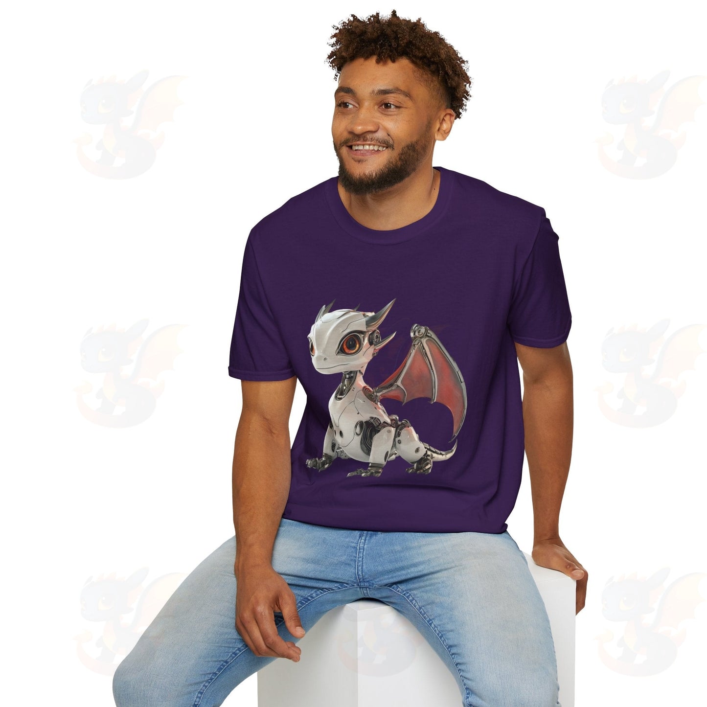 Adult Robot Dragon Design Unisex Softstyle T-Shirt