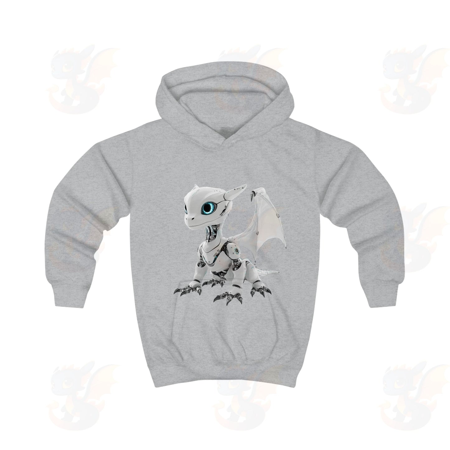 White Robot Dragon Design Kids Hoodie