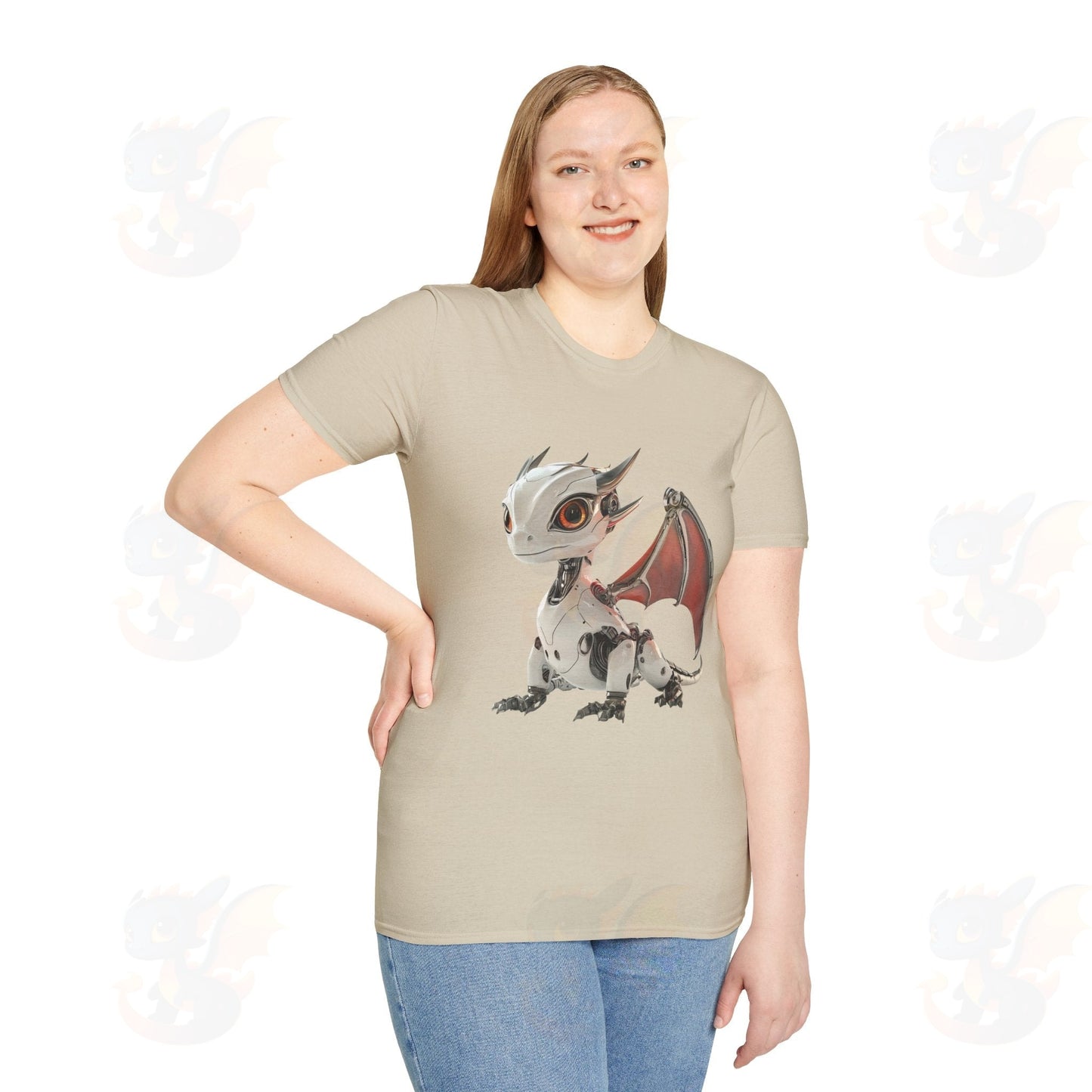 Adult Robot Dragon Design Unisex Softstyle T-Shirt