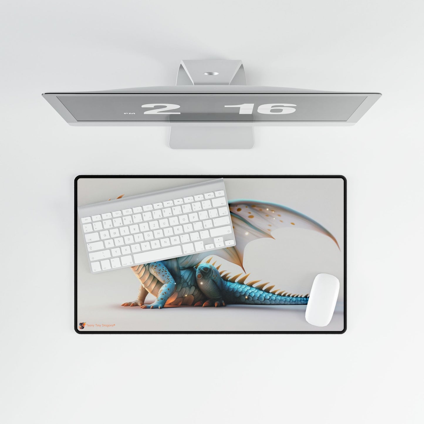 Mythical Blue Dragon Desk Mat - Teeny Tiny Dragons