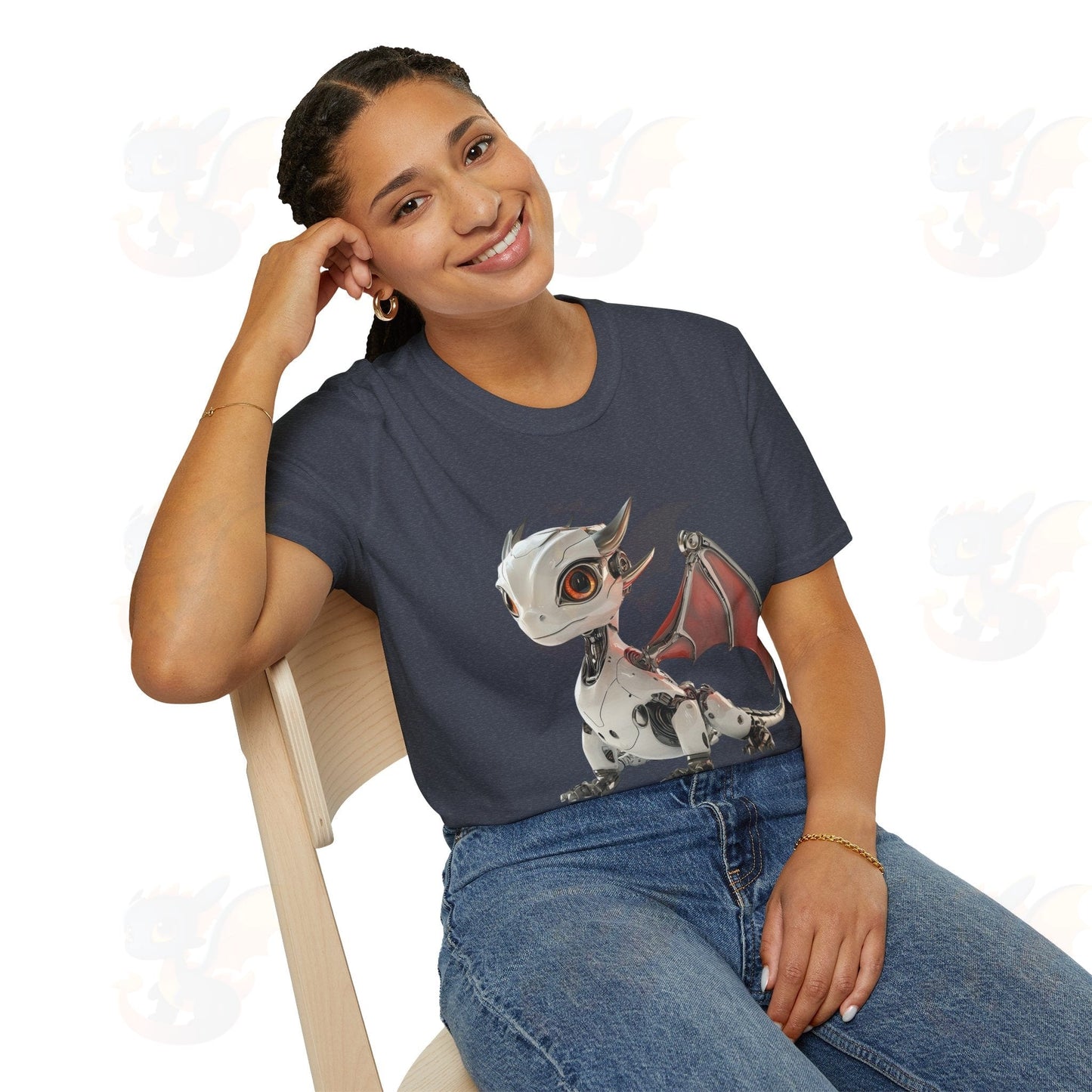 Adult Robot Dragon Design Unisex Softstyle T-Shirt