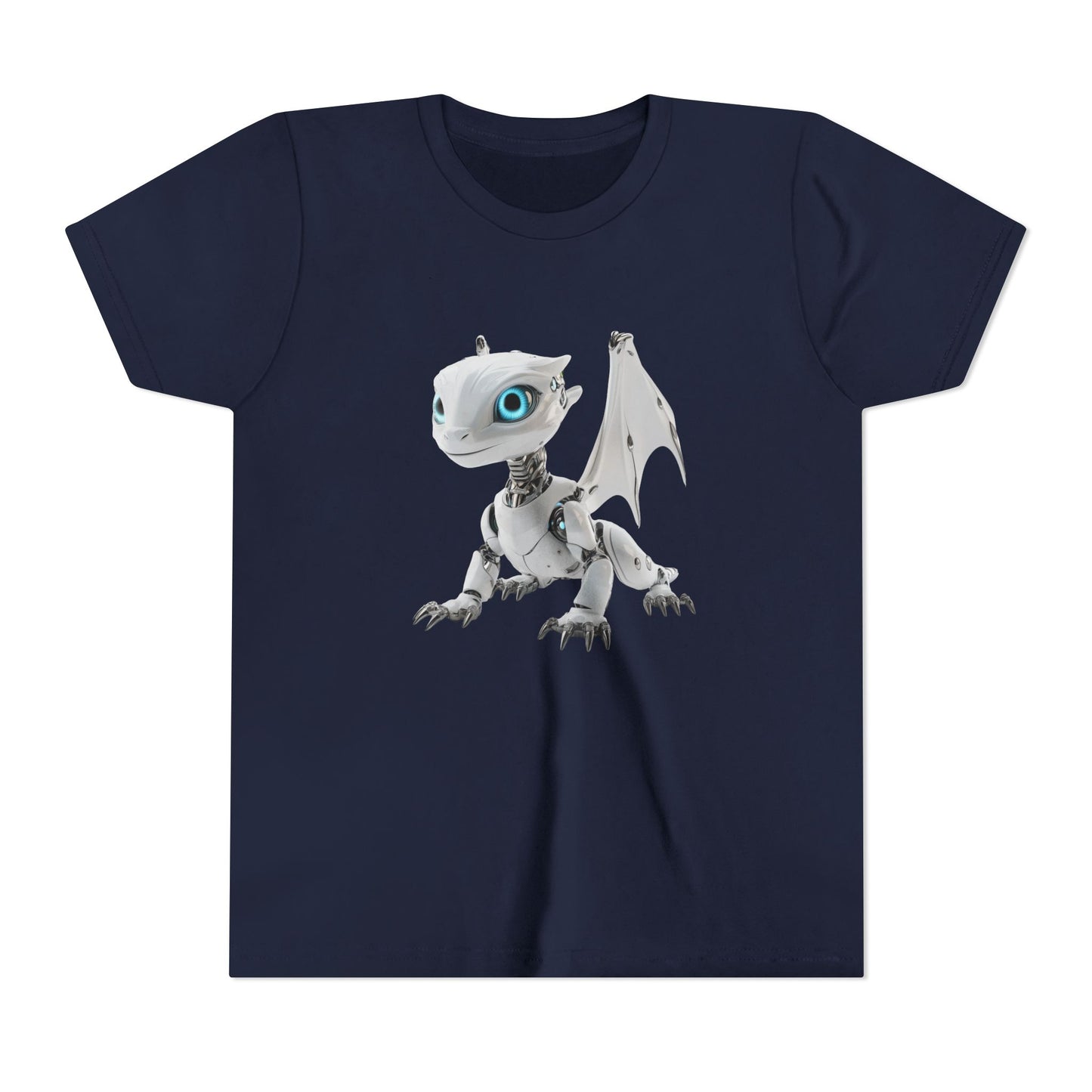 White Robot Dragon - Youth Short Sleeve T-Shirt - Teeny Tiny Dragons