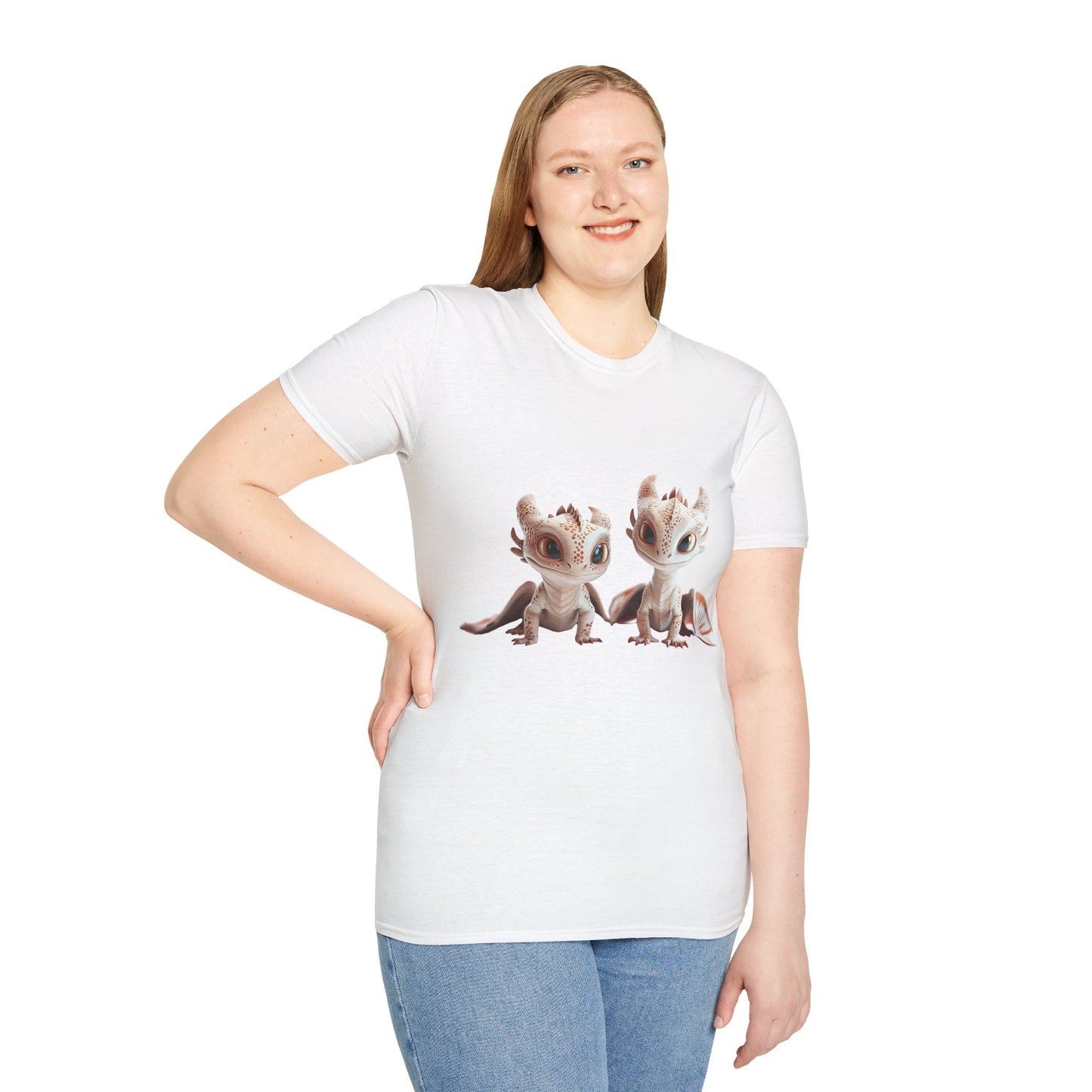 Twin Baby Dragons Adult Unisex Softstyle T-Shirt - Teeny Tiny Dragons