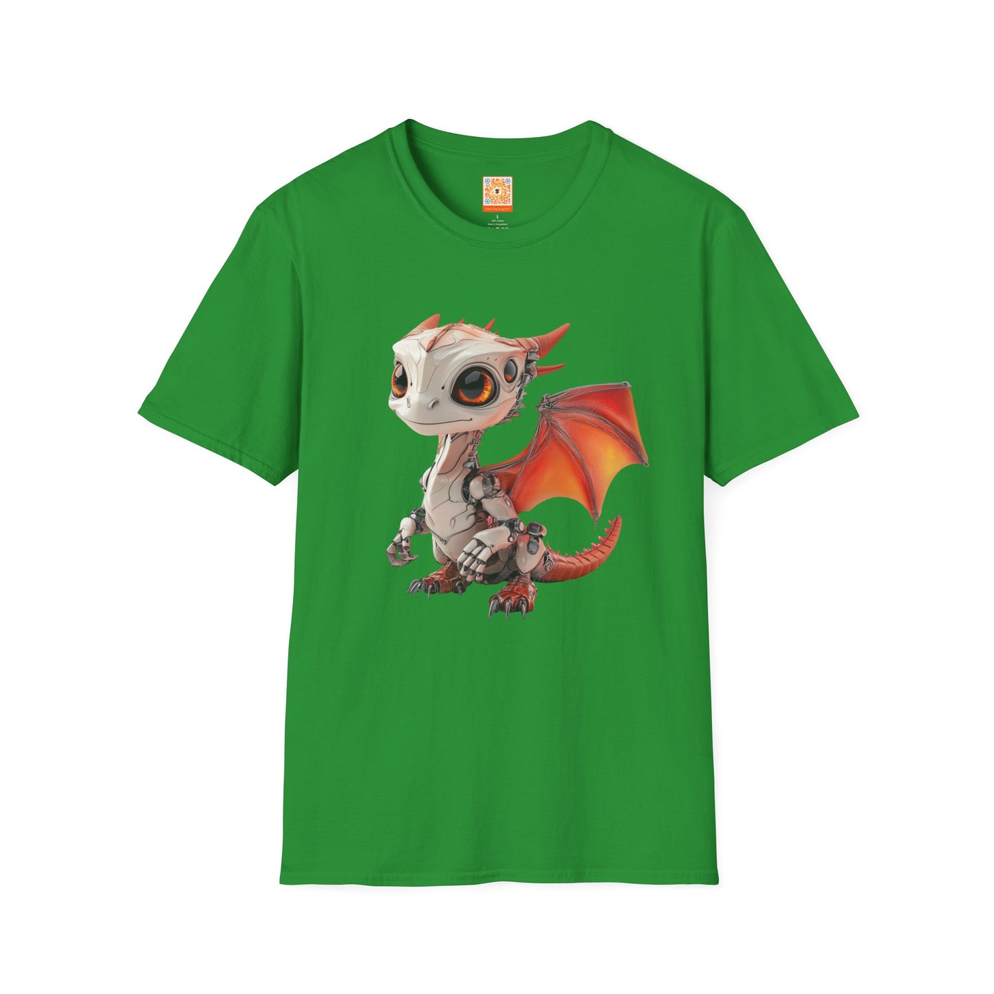 Big Eyed Baby Robot Dragon Adult Unisex Softstyle T-Shirt - Teeny Tiny Dragons
