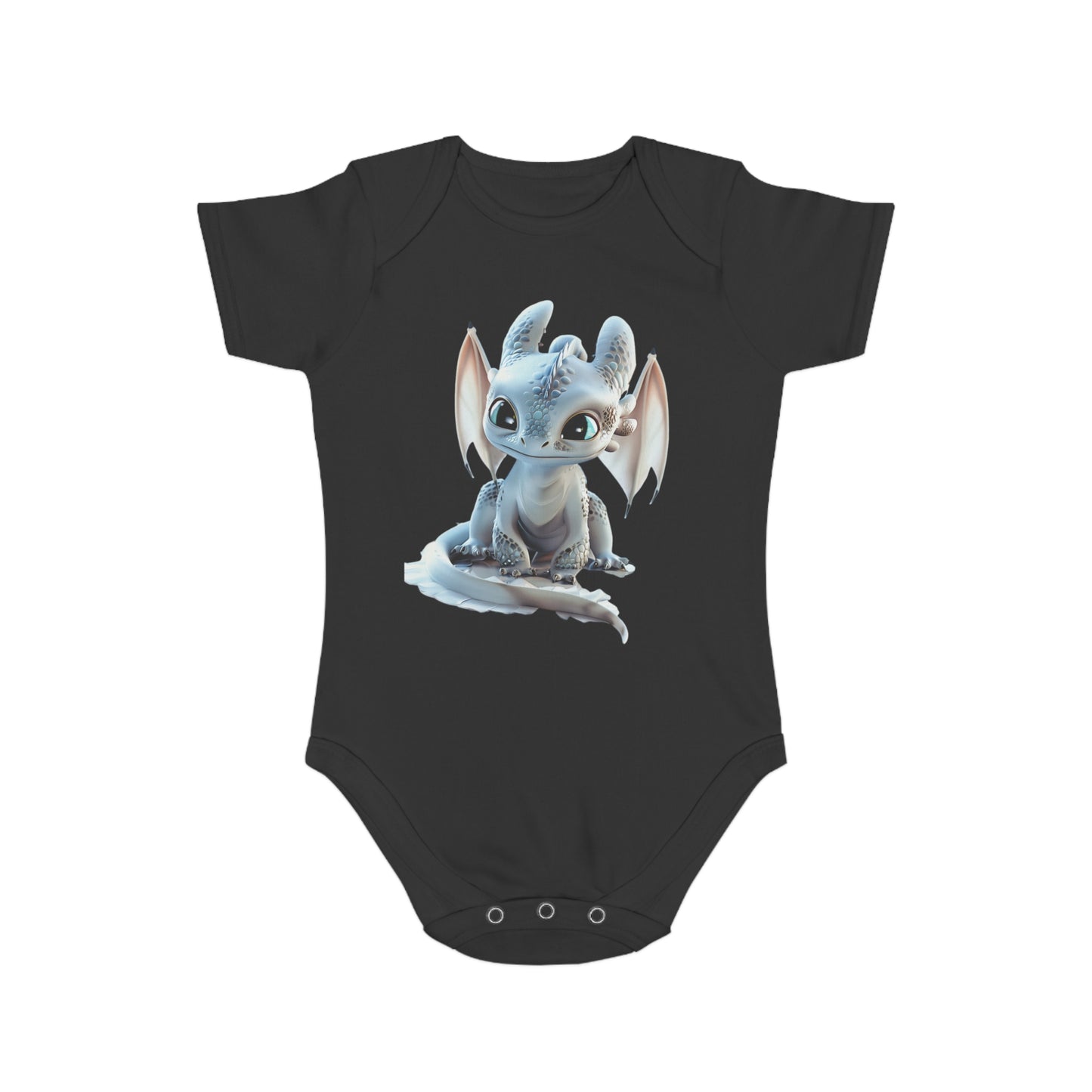 Short Sleeve Baby Bodysuit with an Adorable Baby Dragon