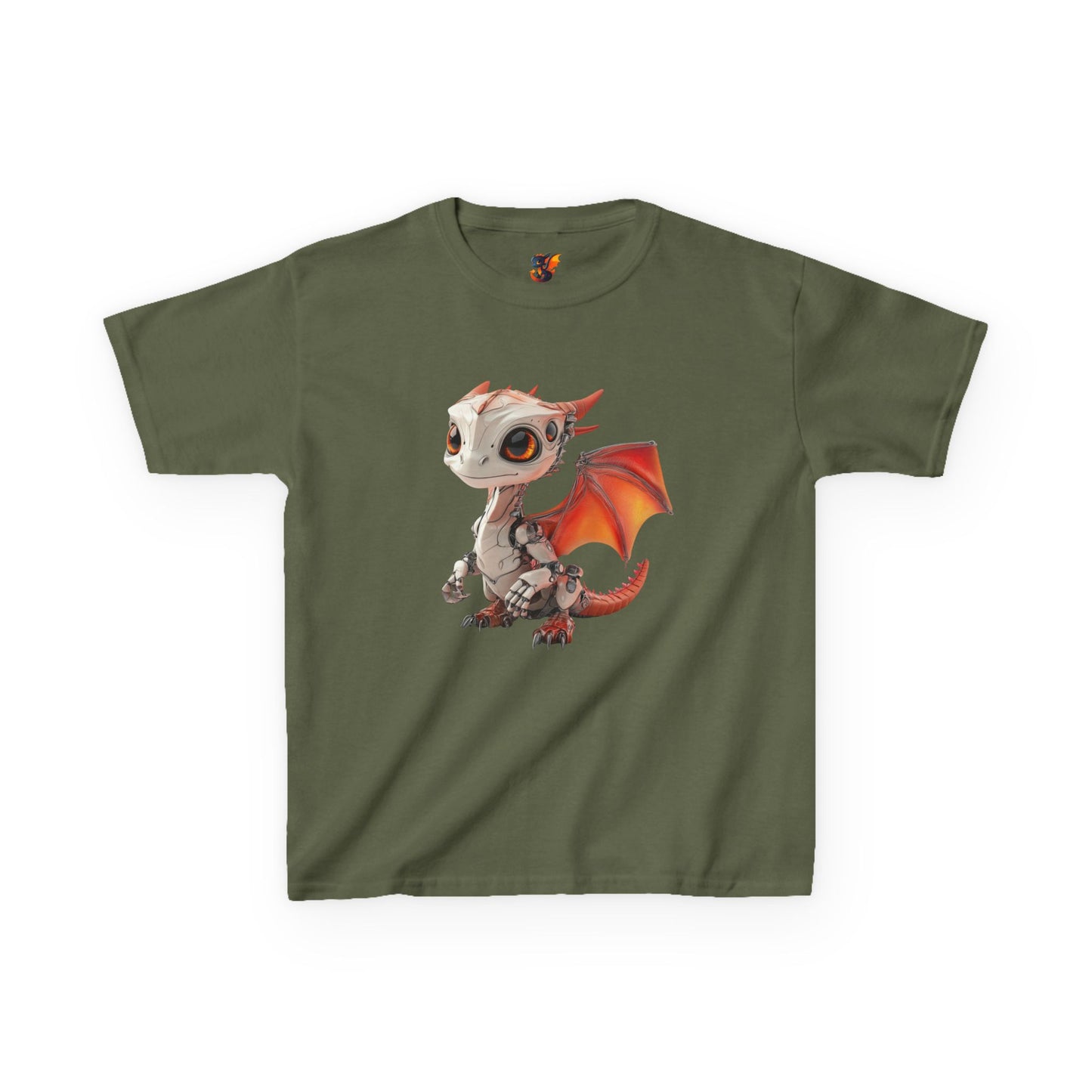 Red Robot Dragon Kids Heavy Cotton T-Shirt - Teeny Tiny Dragons