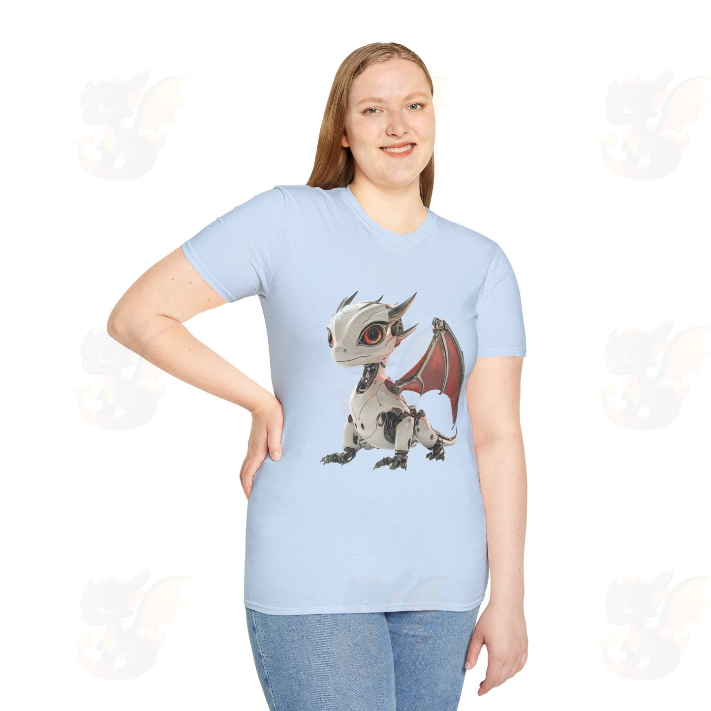 Adult Robot Dragon Design Unisex Softstyle T-Shirt