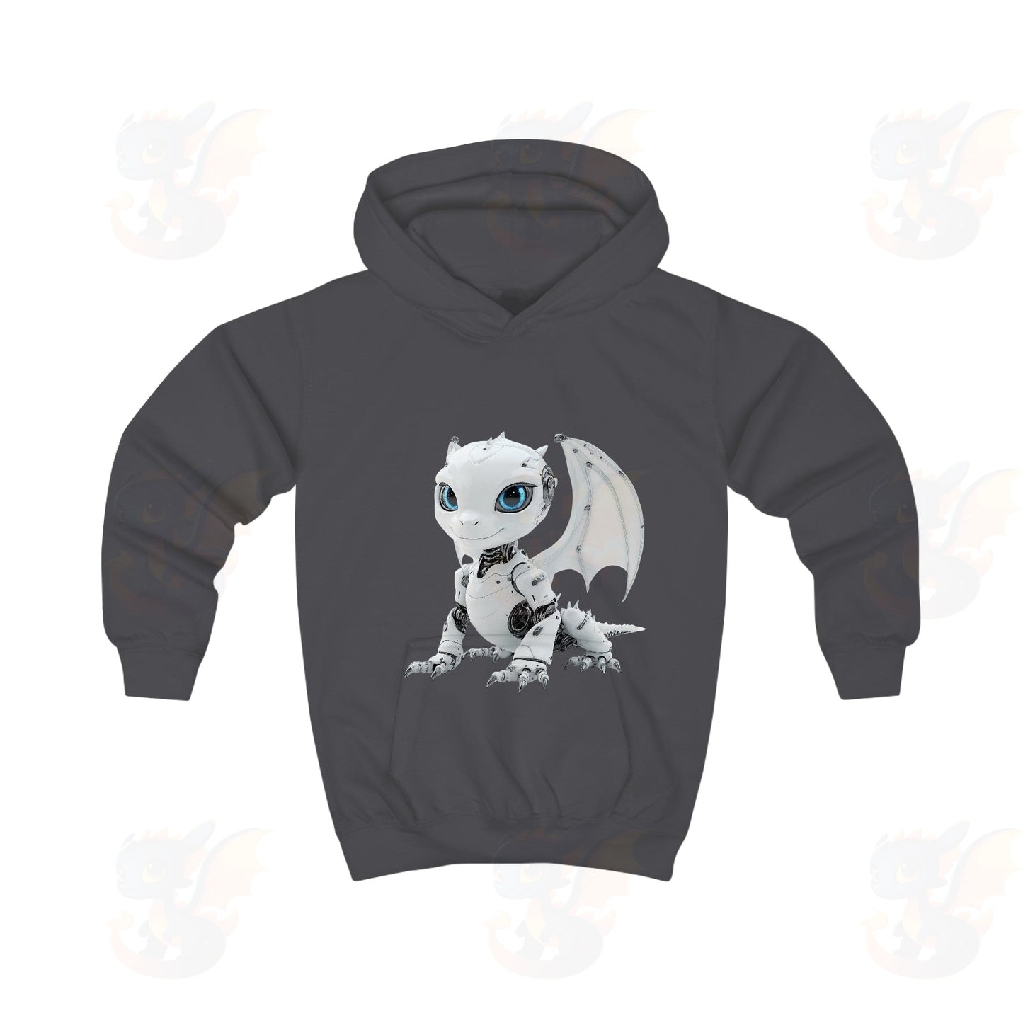 Cool Looking White Robot Dragon - Kids Hoodie